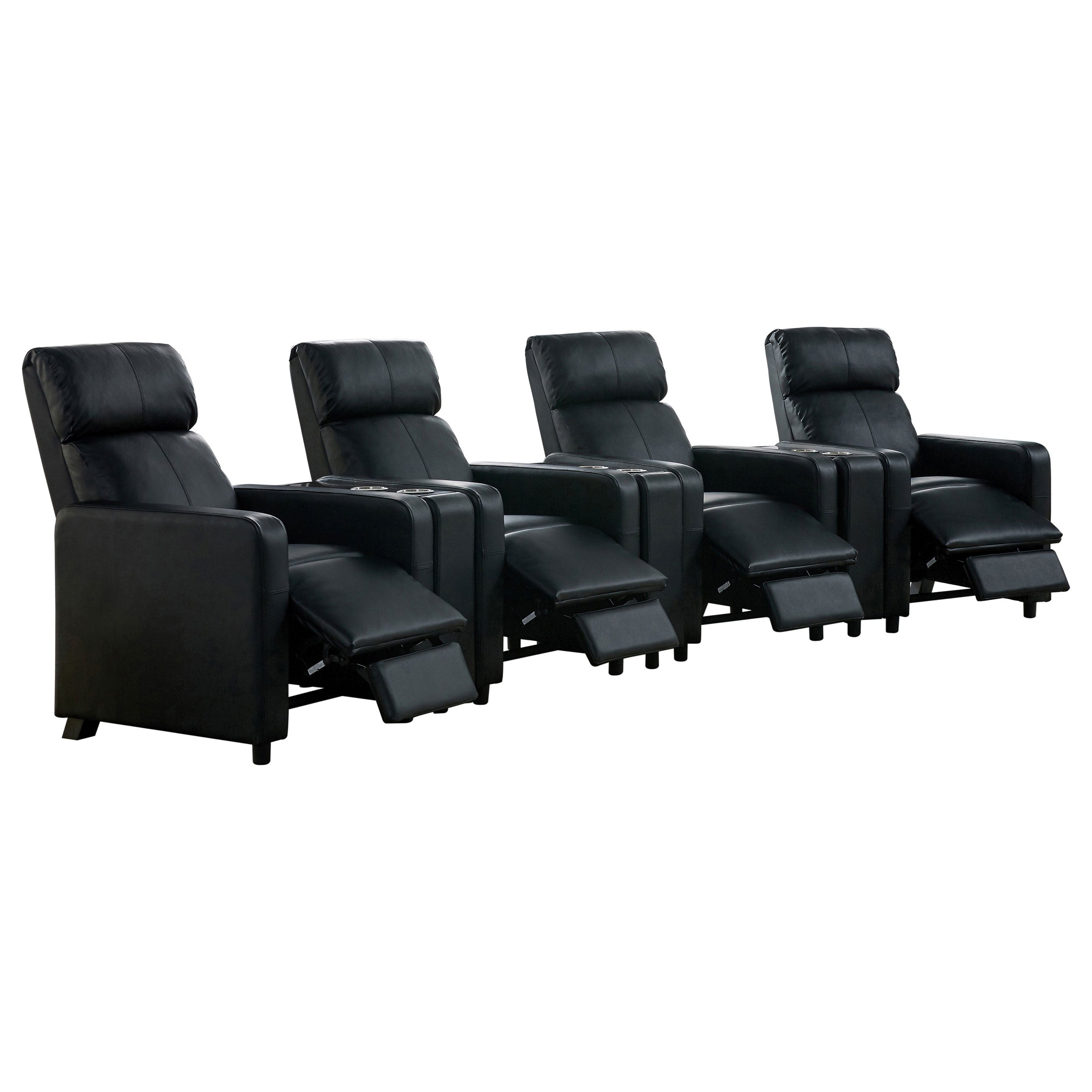 Toohey Upholstered Tufted Recliner Living Room Set Black — view 4