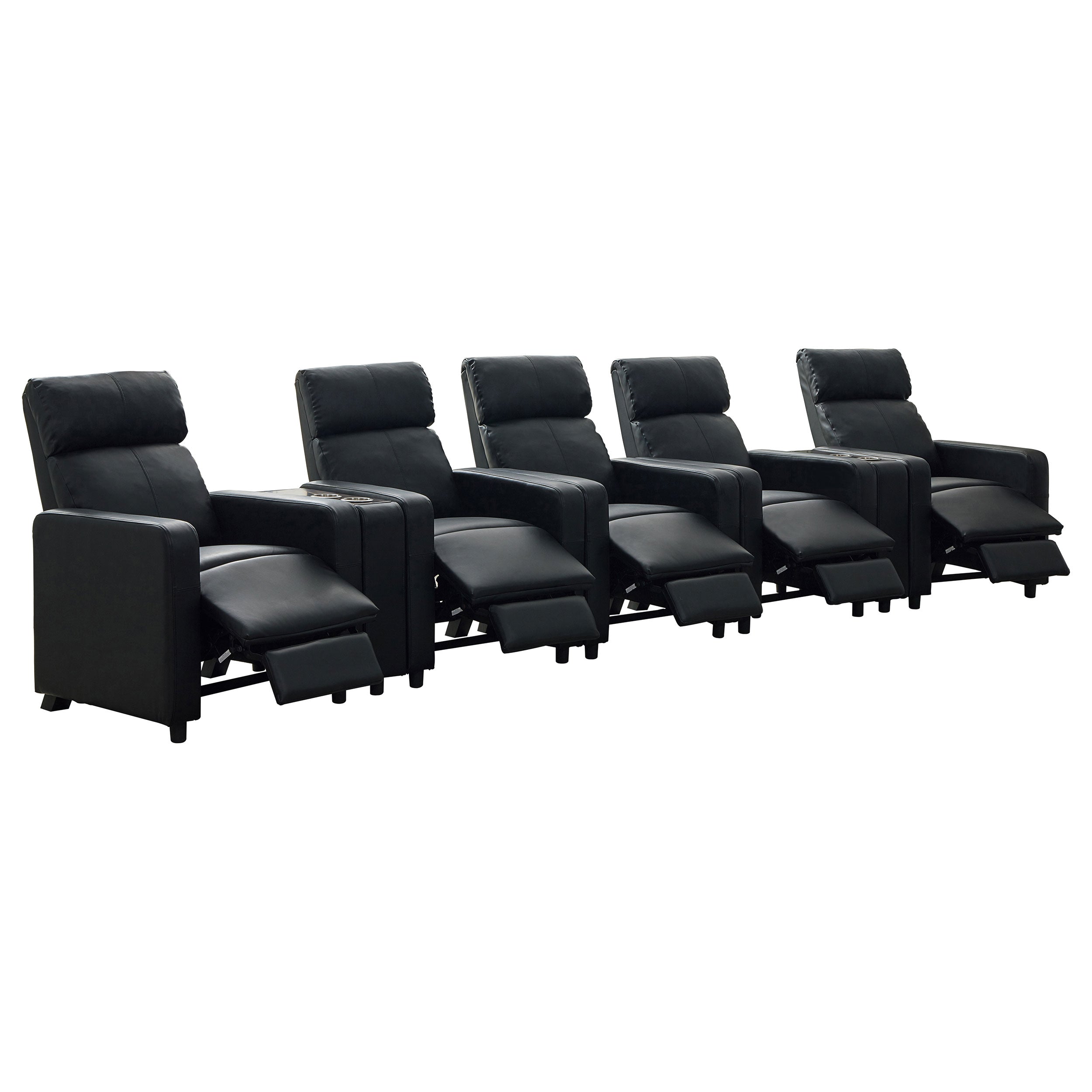 Toohey Upholstered Tufted Recliner Living Room Set Black — view 4