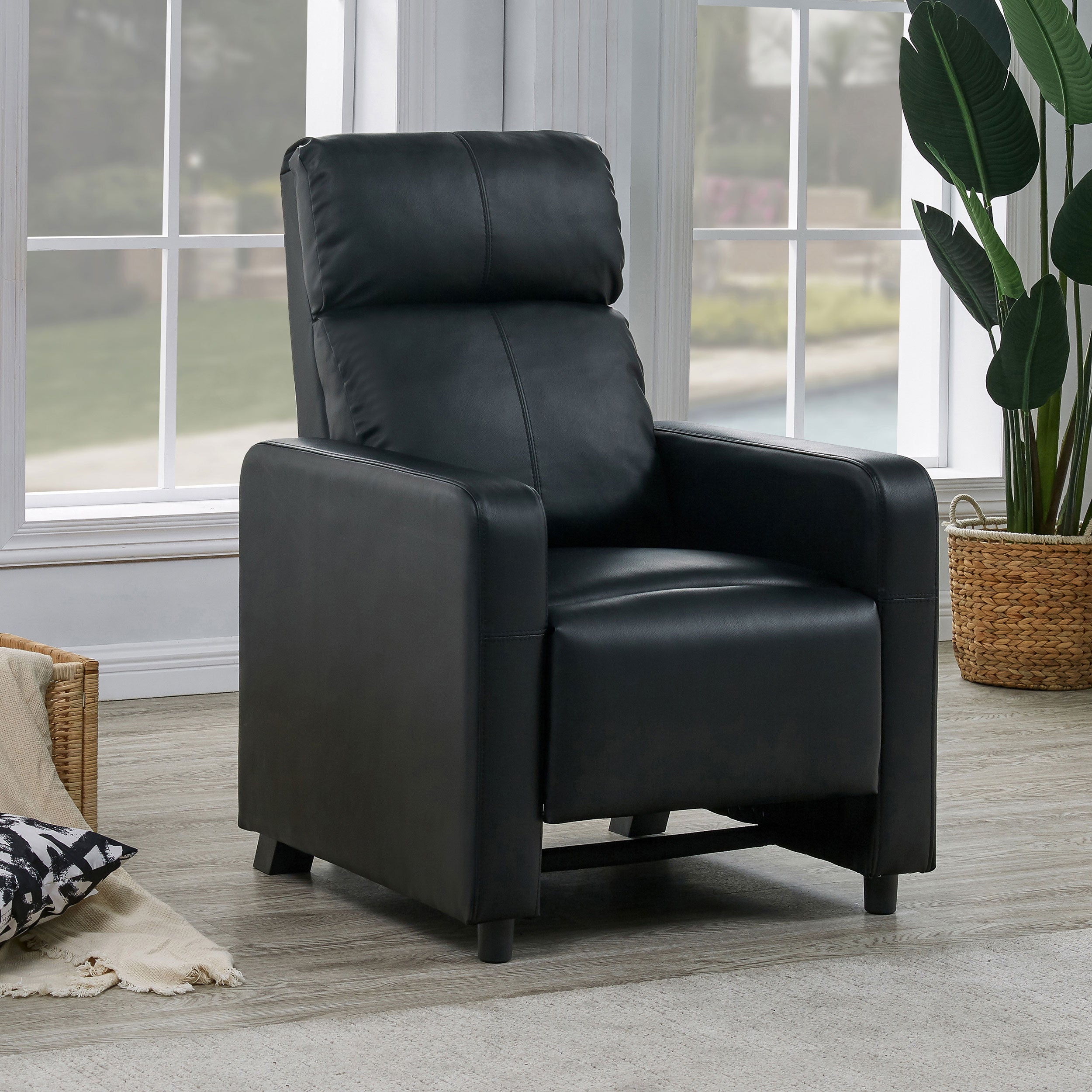Toohey Upholstered Home Theater Push Back Recliner Black — view 2