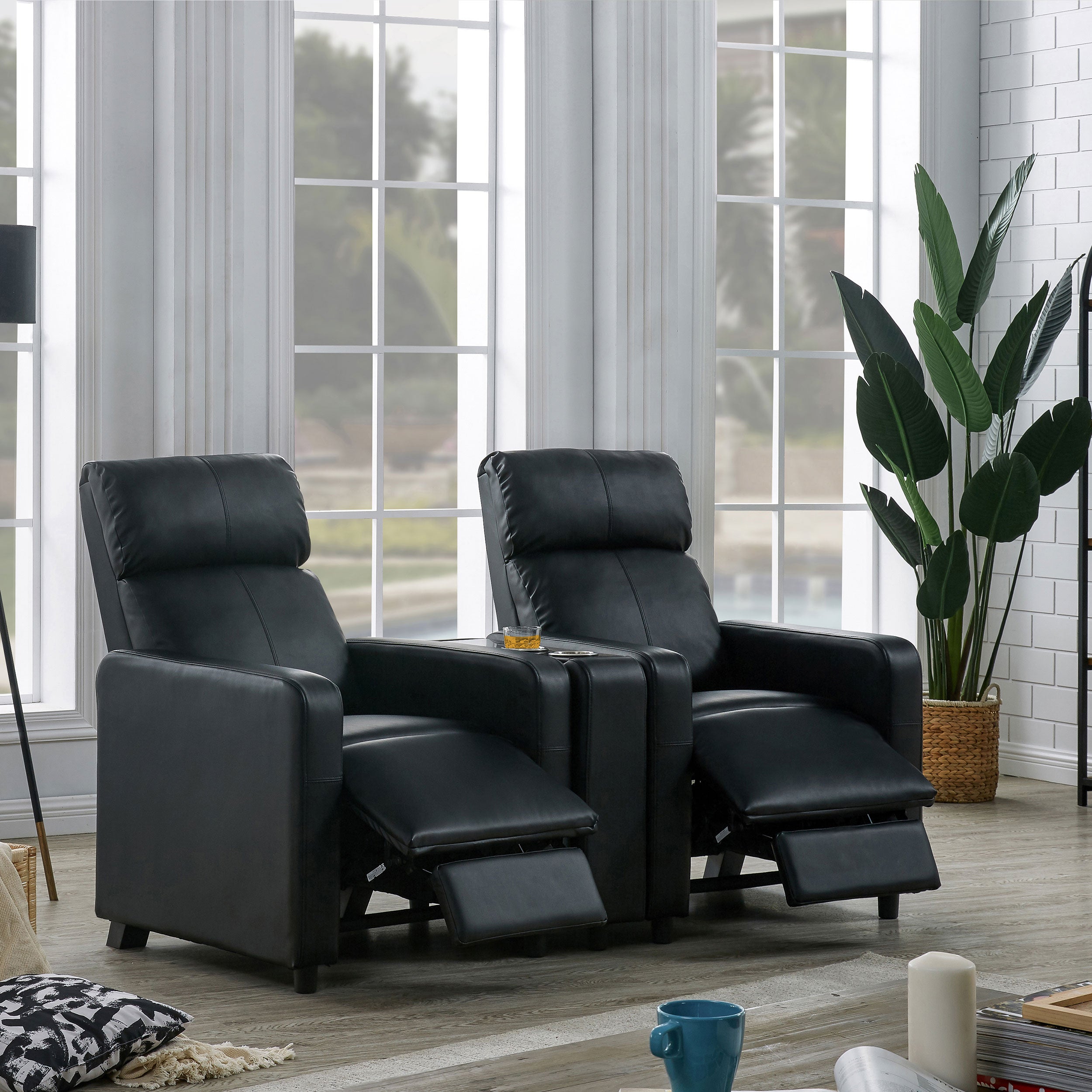 Toohey Upholstered Home Theater Push Back Recliner Black — view 15