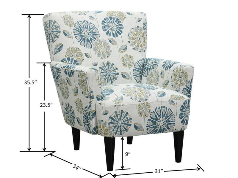 Flora - Floral Accent Chair - Blue