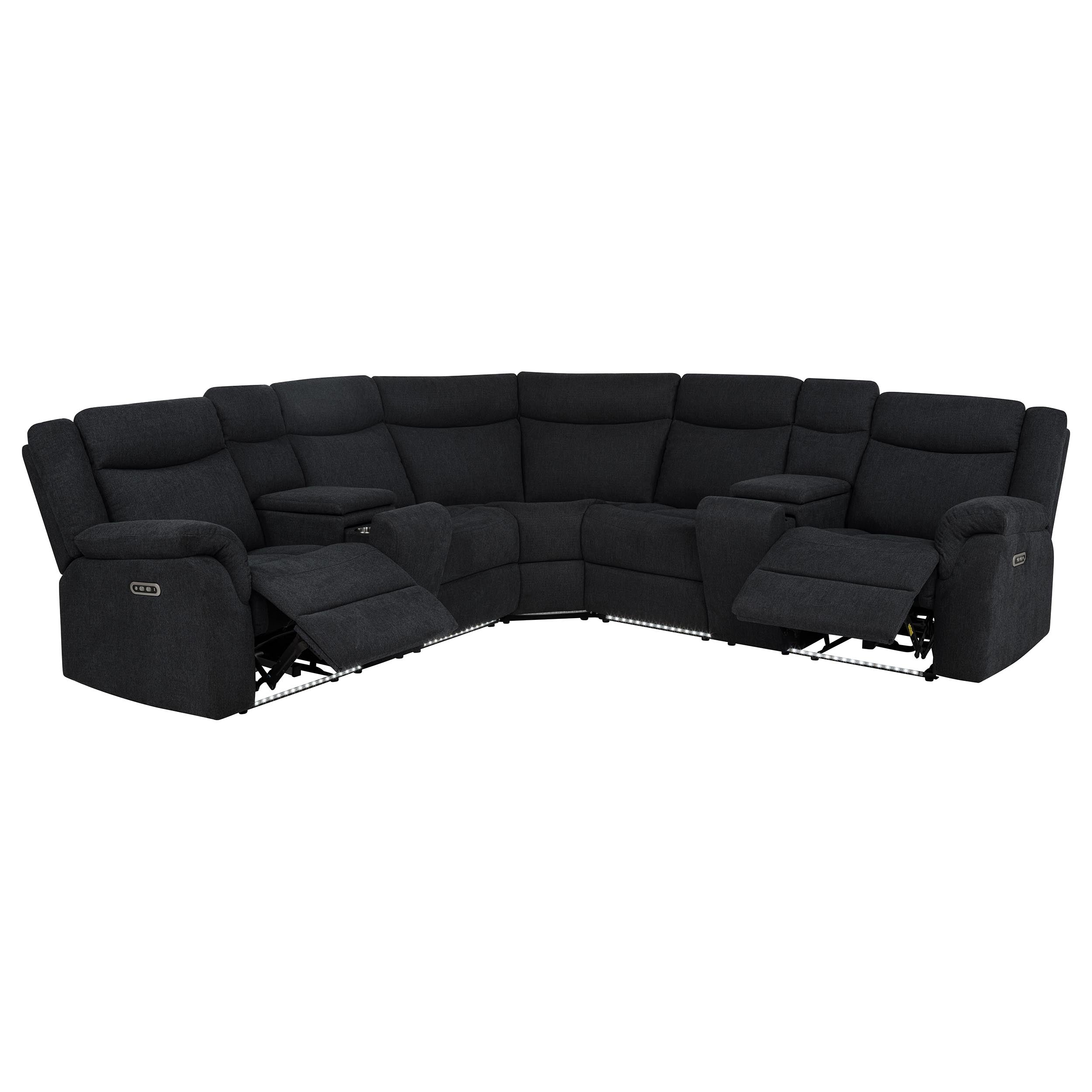 Hagen Upholstered Power Reclining Sectional Sofa Steel Grey — view 4