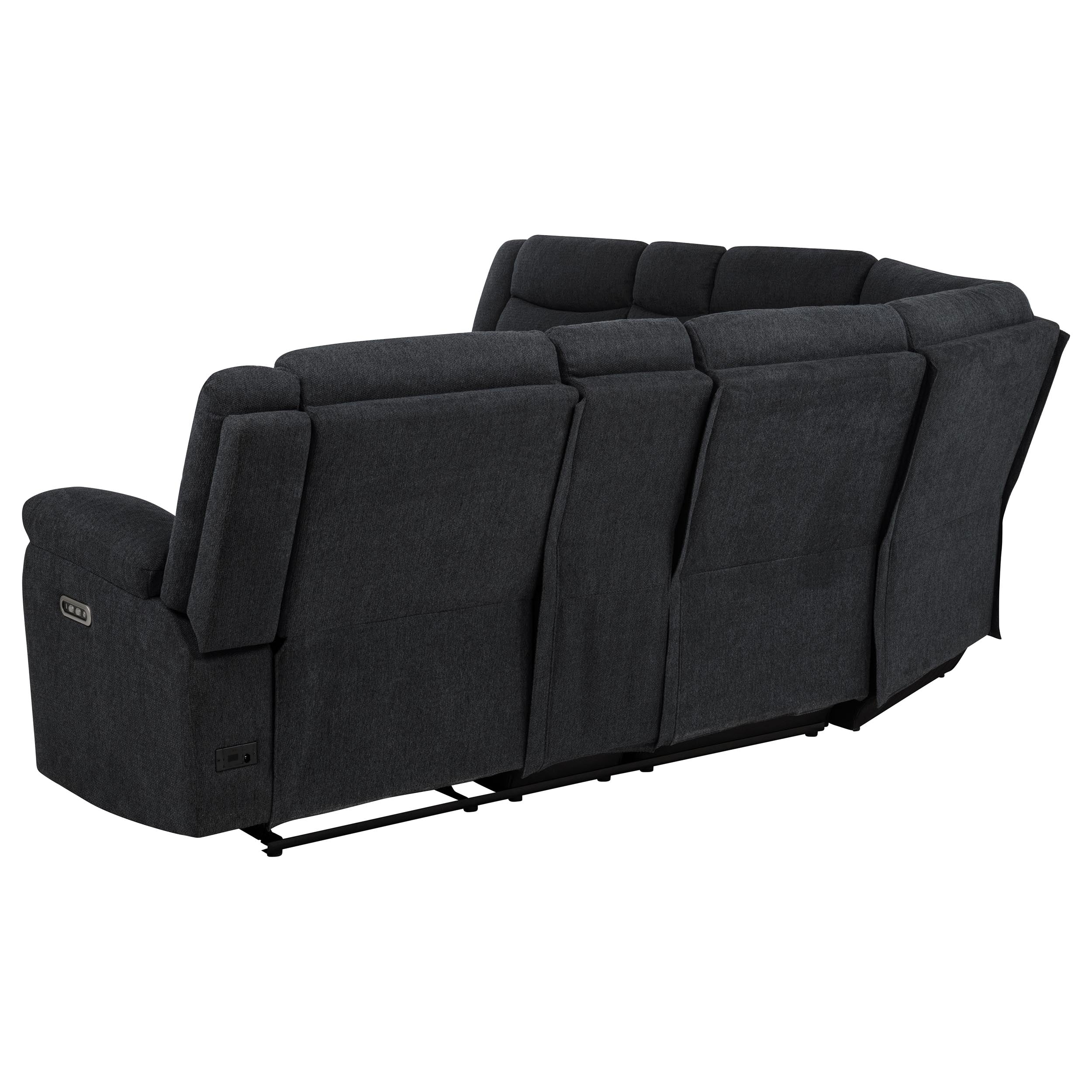 Hagen Upholstered Power Reclining Sectional Sofa Steel Grey — view 5