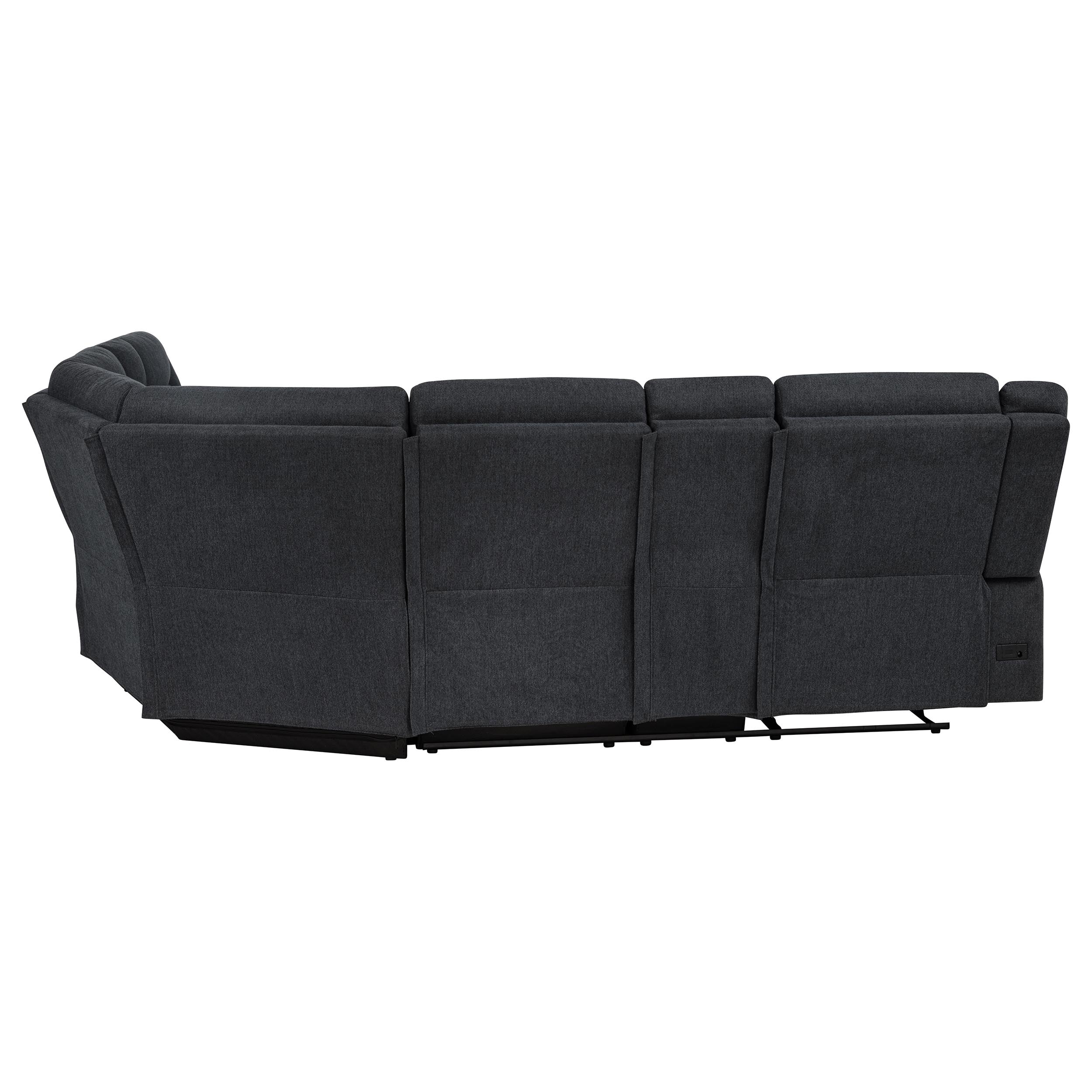 Hagen Upholstered Power Reclining Sectional Sofa Steel Grey — view 7