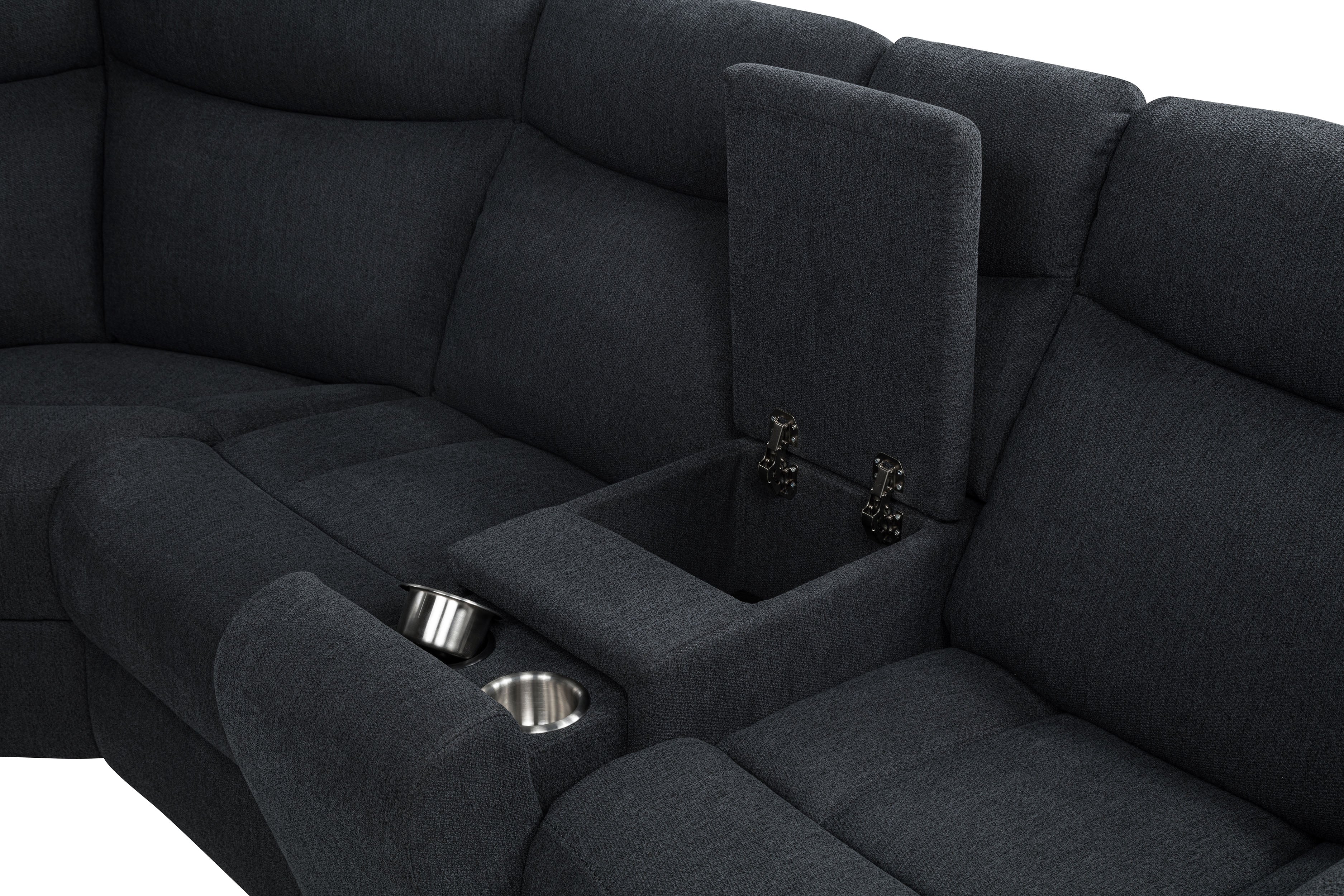 Hagen Upholstered Power Reclining Sectional Sofa Steel Grey — view 11