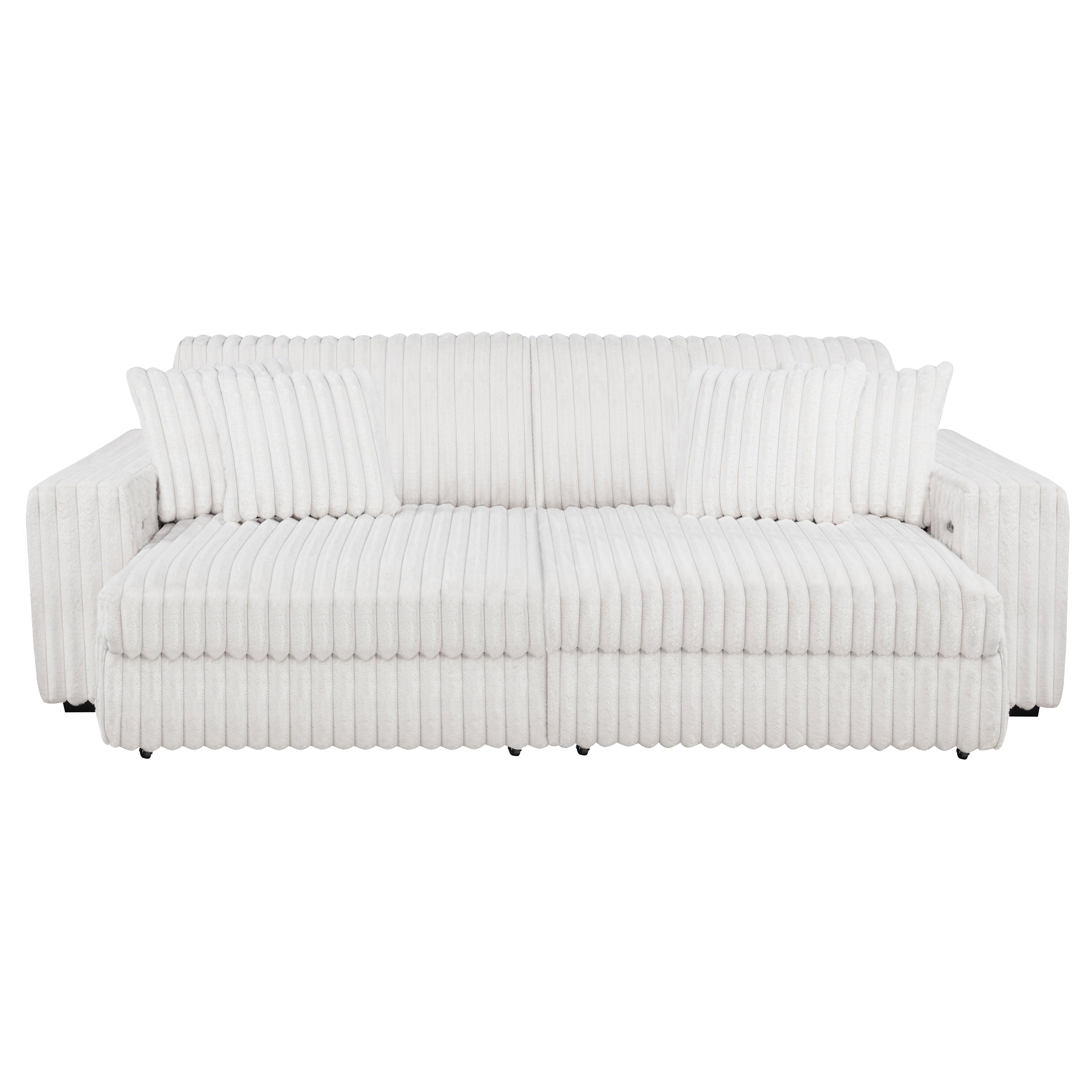 Jacana Corduroy Upholstered Dual Power Chaise Sofa Ivory — view 8