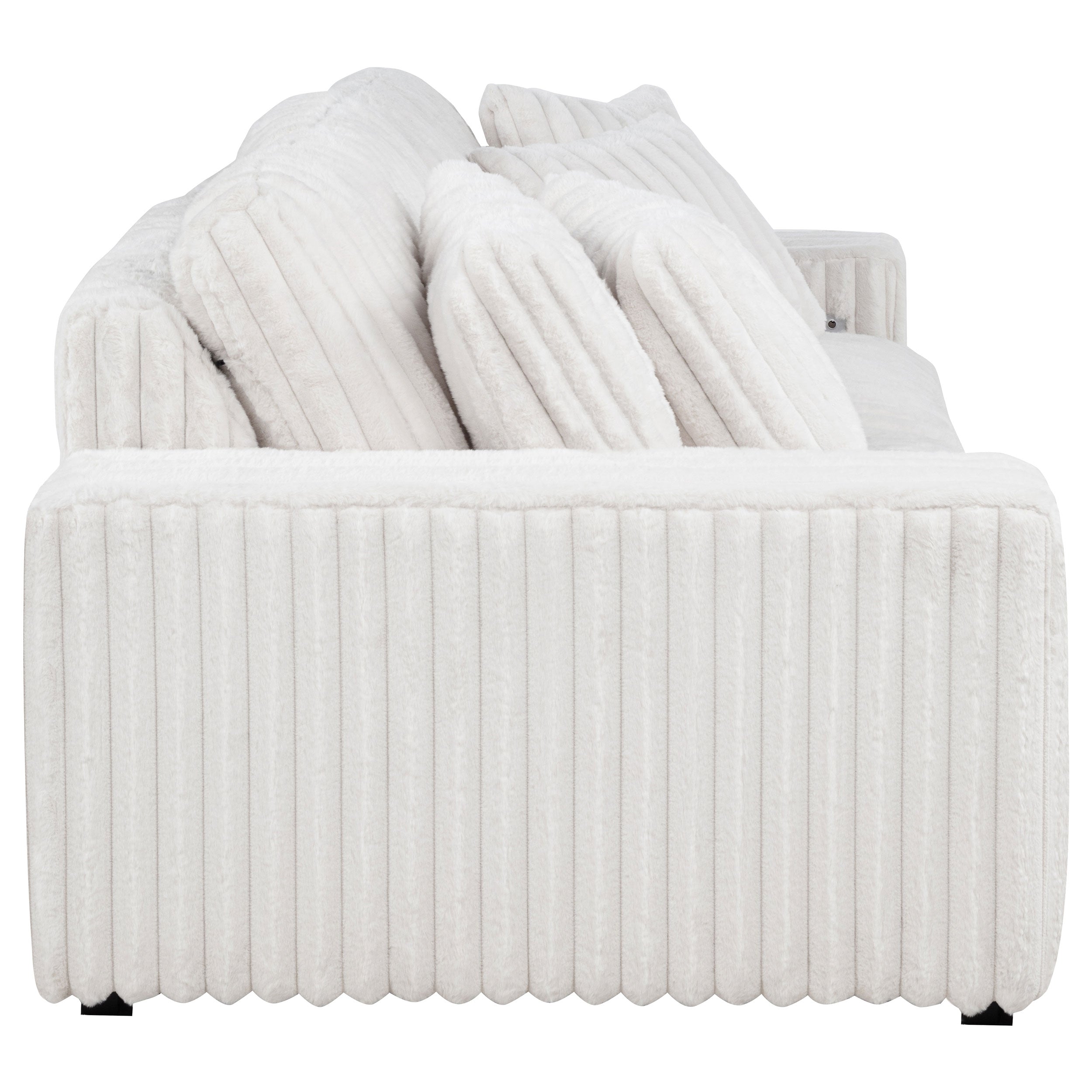 Jacana Corduroy Upholstered Dual Power Chaise Sofa Ivory — view 11