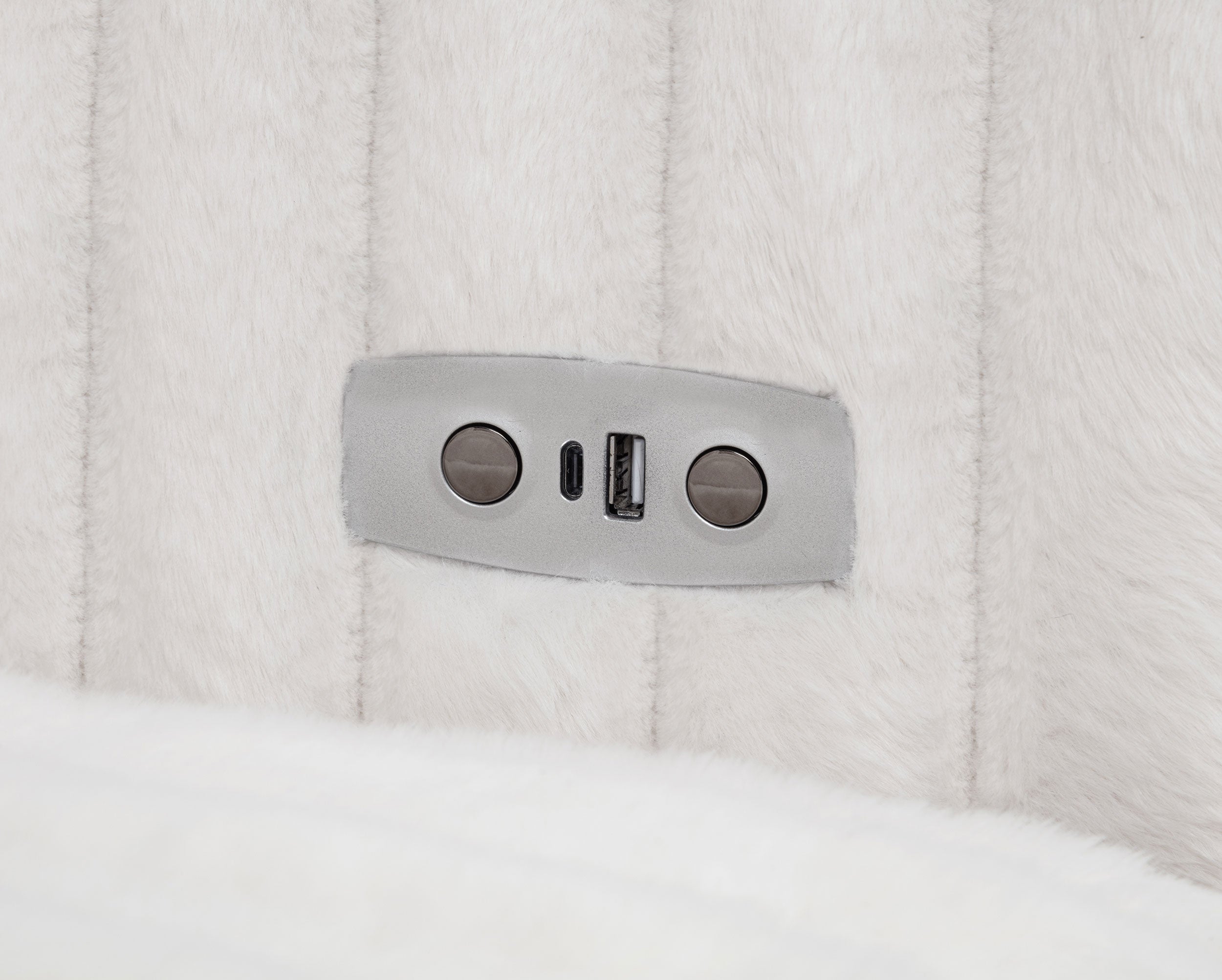 Jacana Corduroy Upholstered Dual Power Chaise Sofa Ivory — view 13