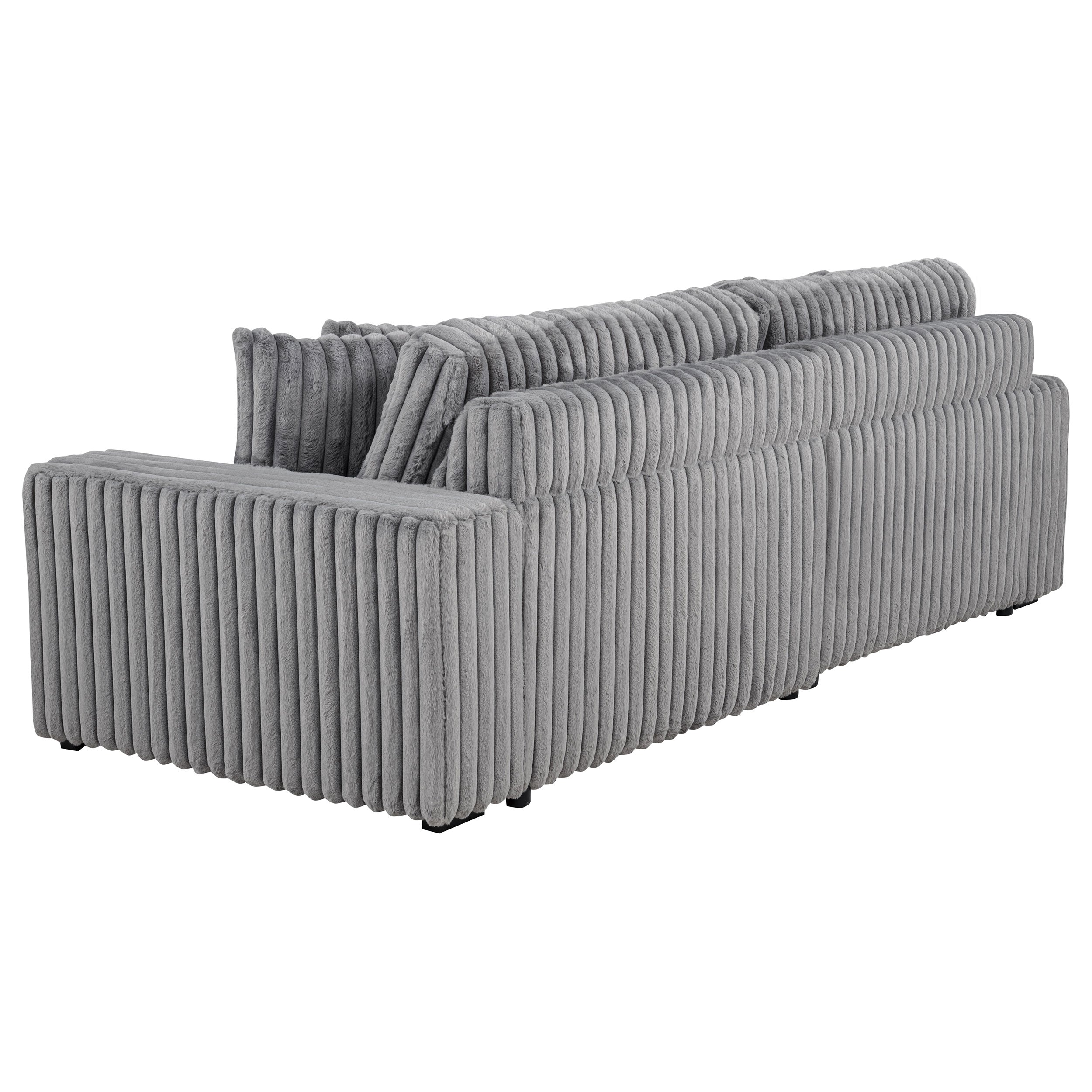 Jacana Corduroy Upholstered Dual Power Chaise Sofa Grey — view 9