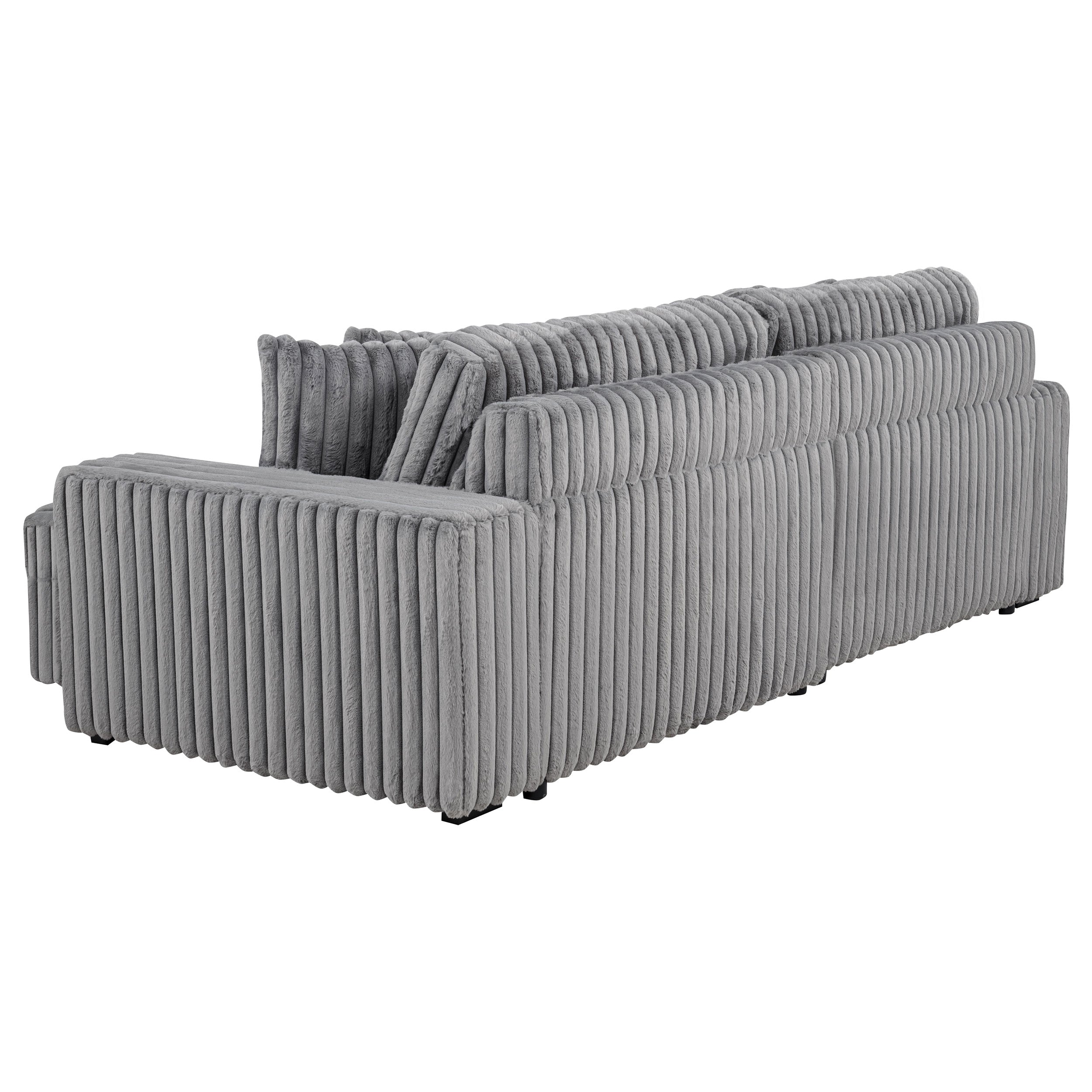 Jacana Corduroy Upholstered Dual Power Chaise Sofa Grey — view 10