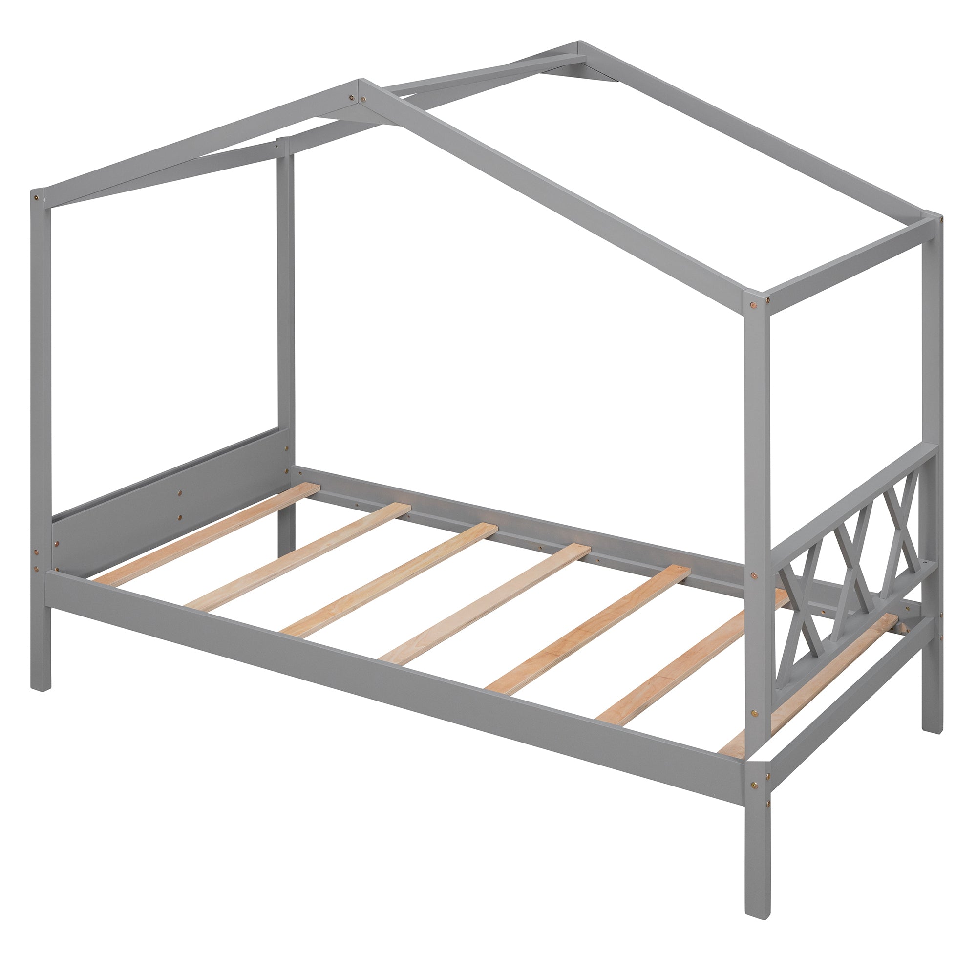 Twin Size Wood House Bed with Storage Space, Gray(OLD SKU: LP000001AAE) - Atlantic Fine Furniture Melbourne FL