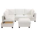 U-Shaped Sectional Modular Sofa With A Movable Ottoman, A Coffee Table With Hidden Charging Devices For Living Room