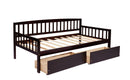 Pine Wood Daybed With Two Storage Drawers, Sofa Bed With Bed Platform Of 10 Support Slats
