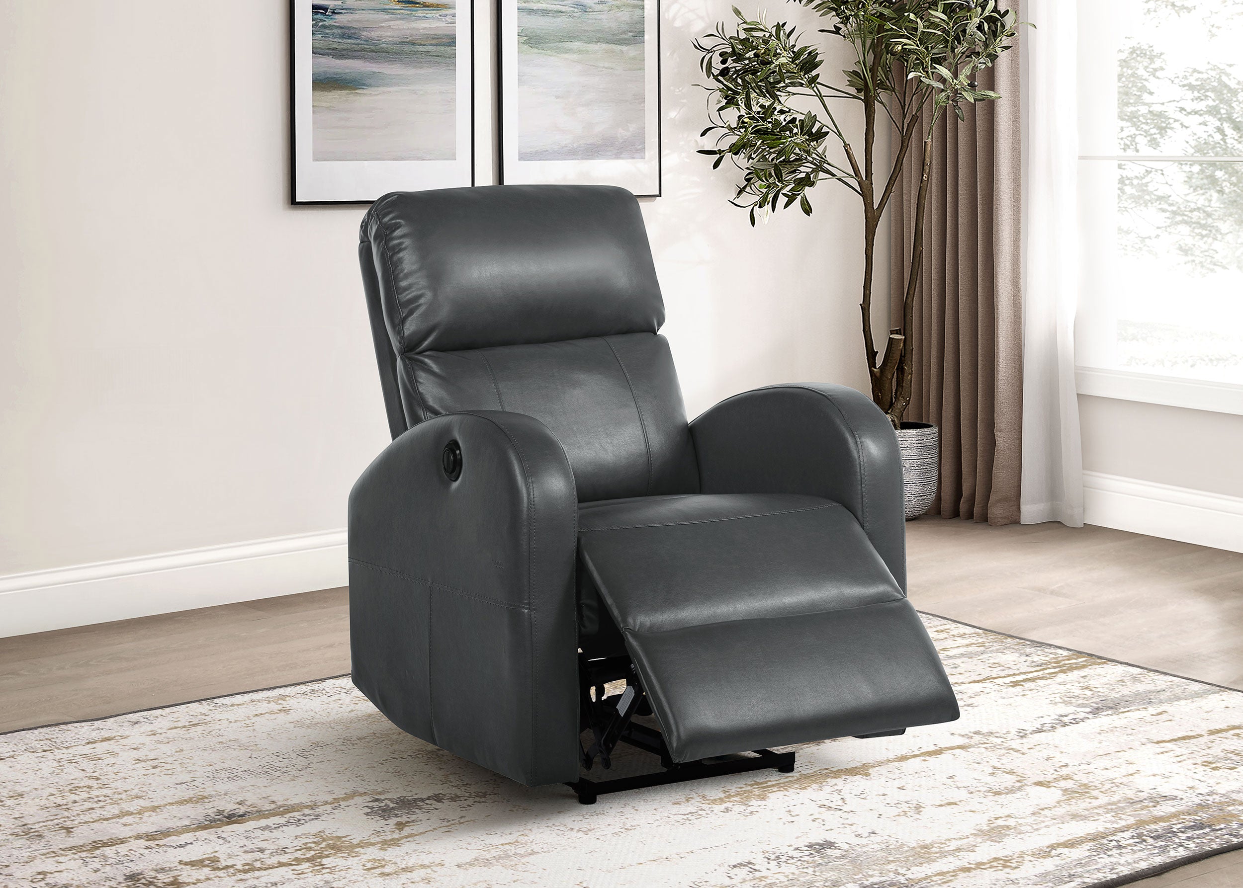 Grant Upholstered Power Recliner Chair Grey — view 3