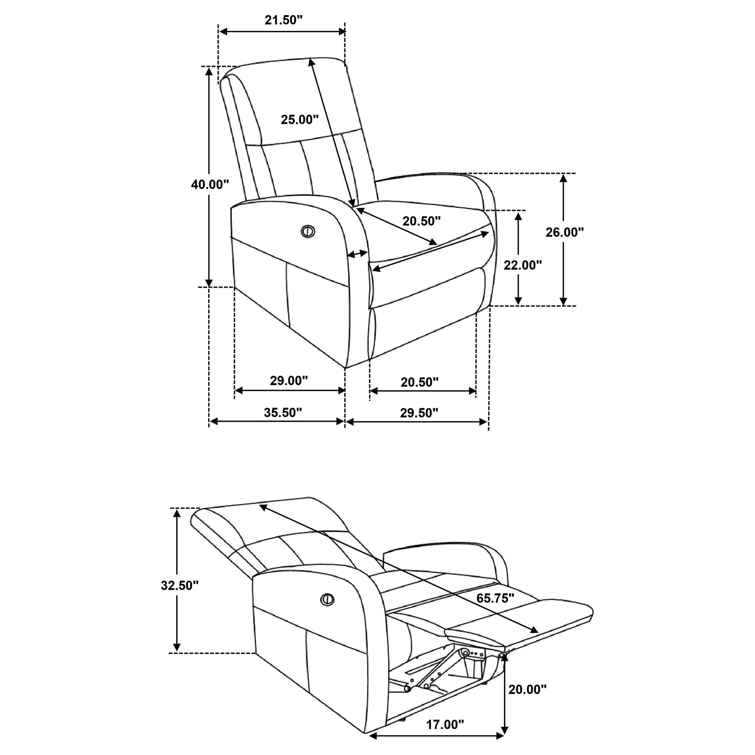 Grant Upholstered Power Recliner Chair Grey — view 11