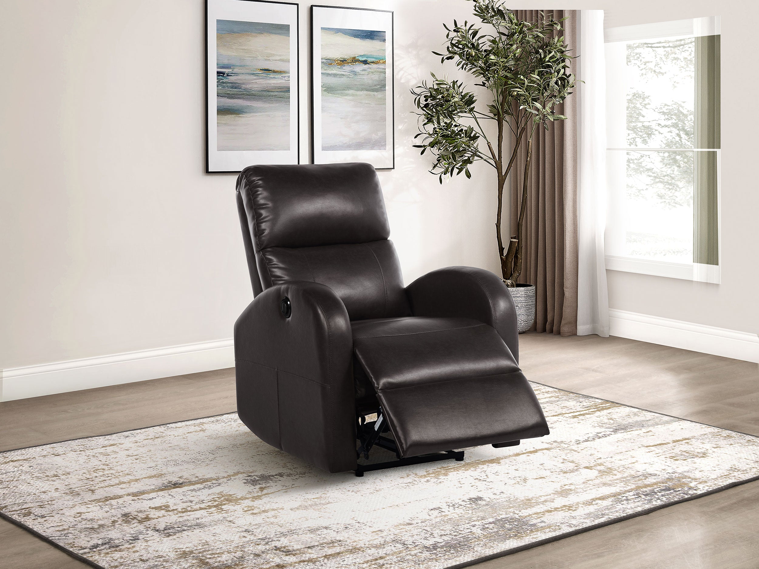 Grant Upholstered Power Recliner Chair Brown — view 3