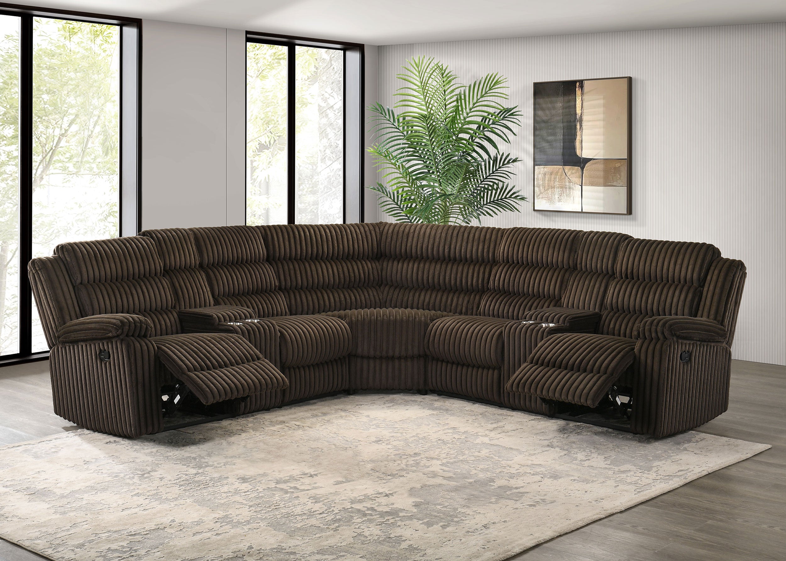 Atkinson Upholstered Reclining Sectional Sofa Chocolate — view 3