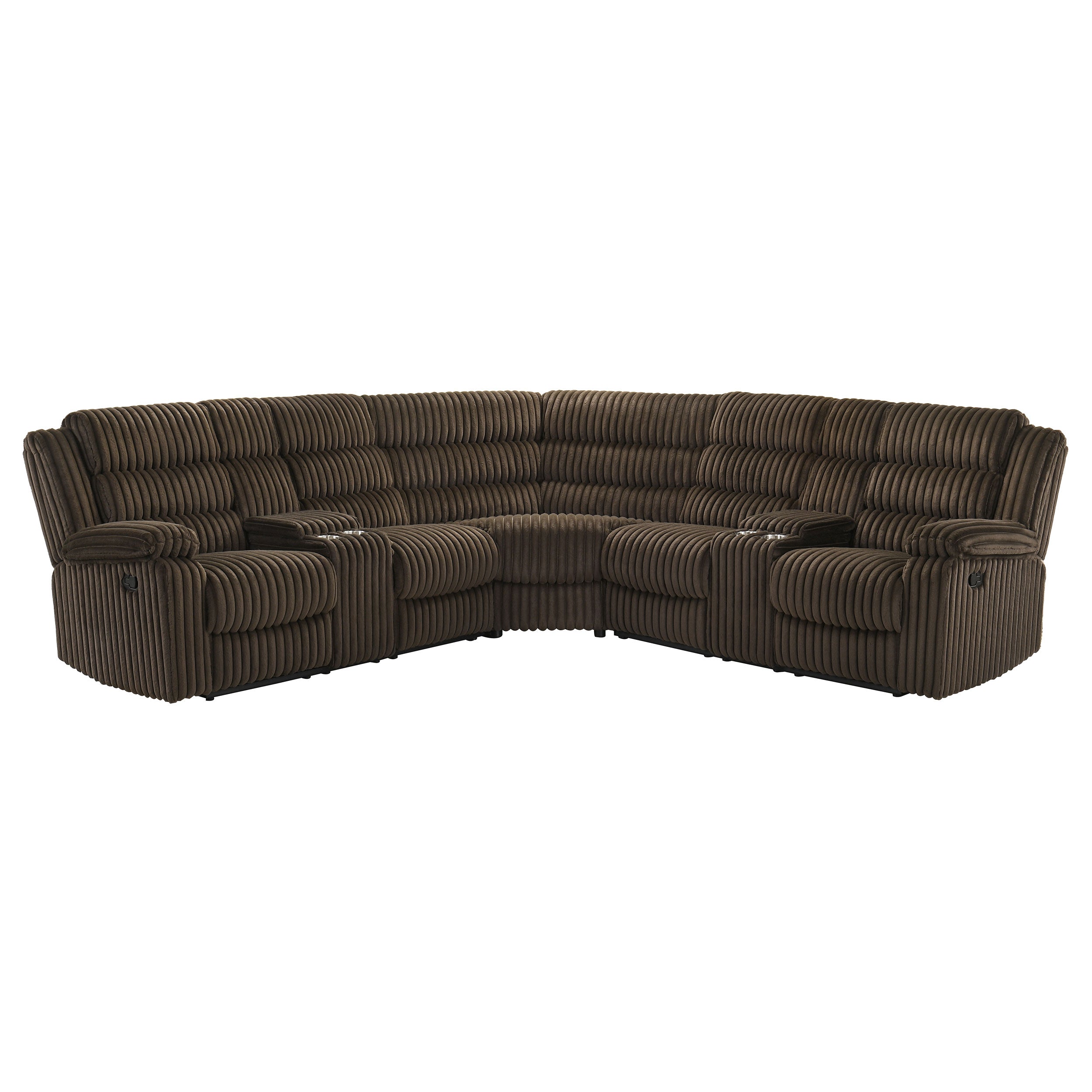 Atkinson Upholstered Reclining Sectional Sofa Chocolate — view 5