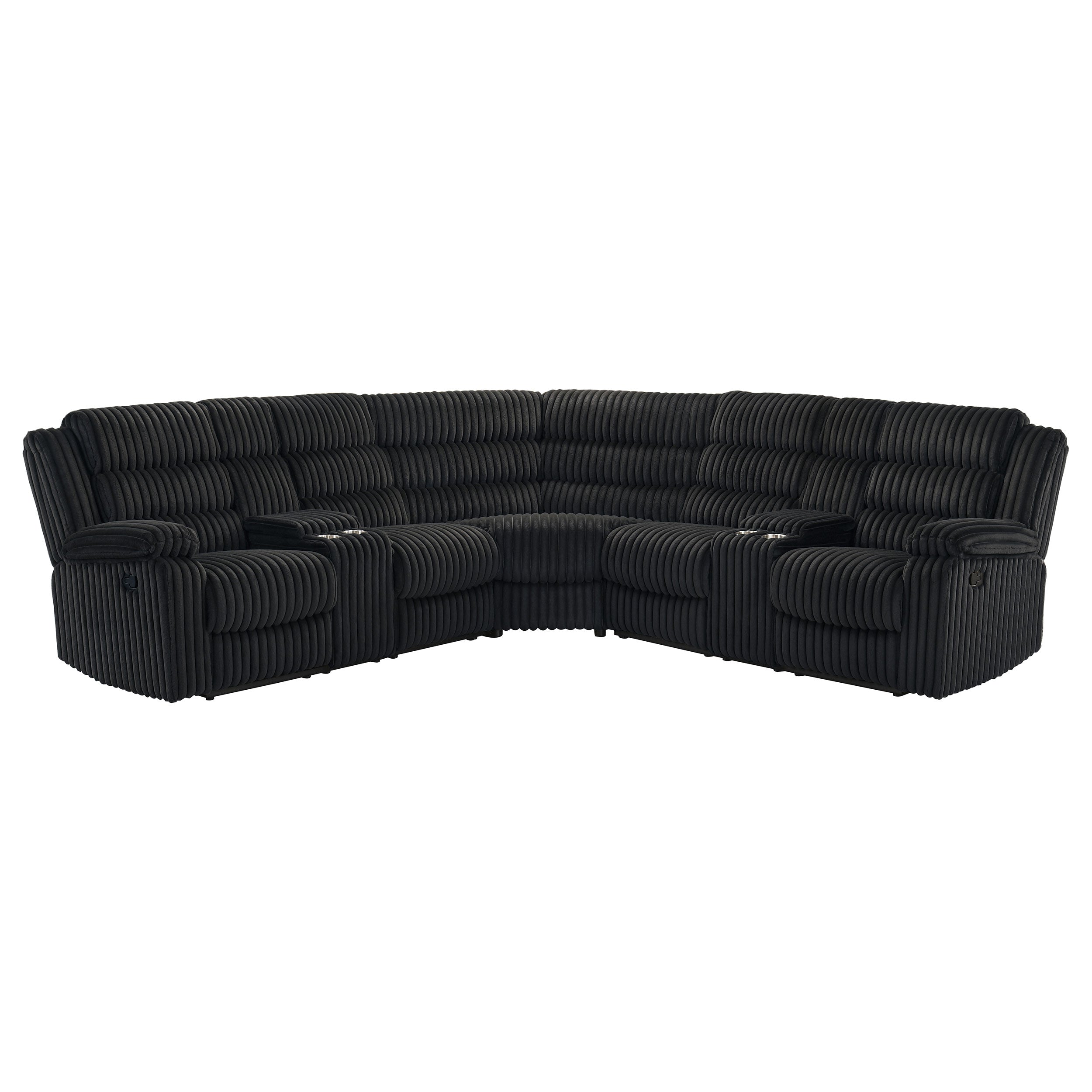 Atkinson Upholstered Reclining Sectional Sofa Black — view 5