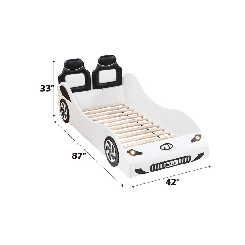 Colen - Twin Car Bed With LED - White