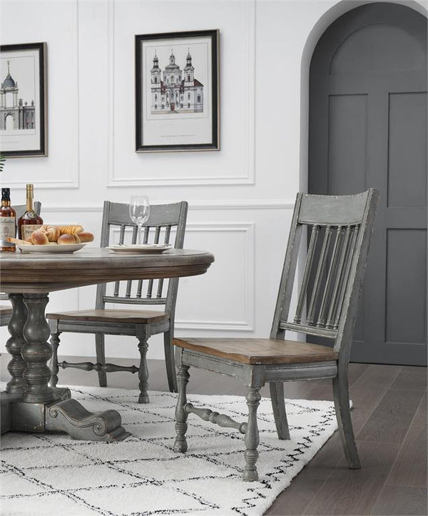 Asher Set of 2 Rustic Latter Back Dining Chairs