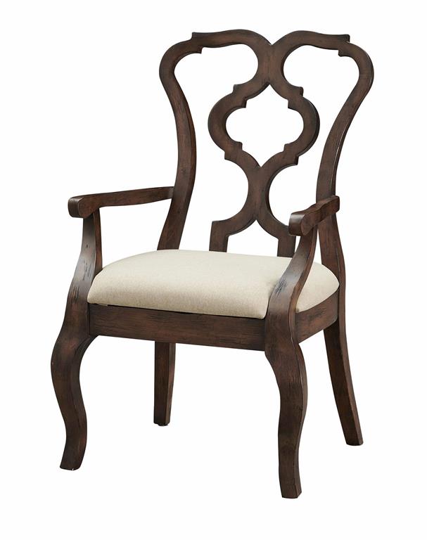 Laelia Set of 2 Ivory Upholstered Dining Arm Chairs