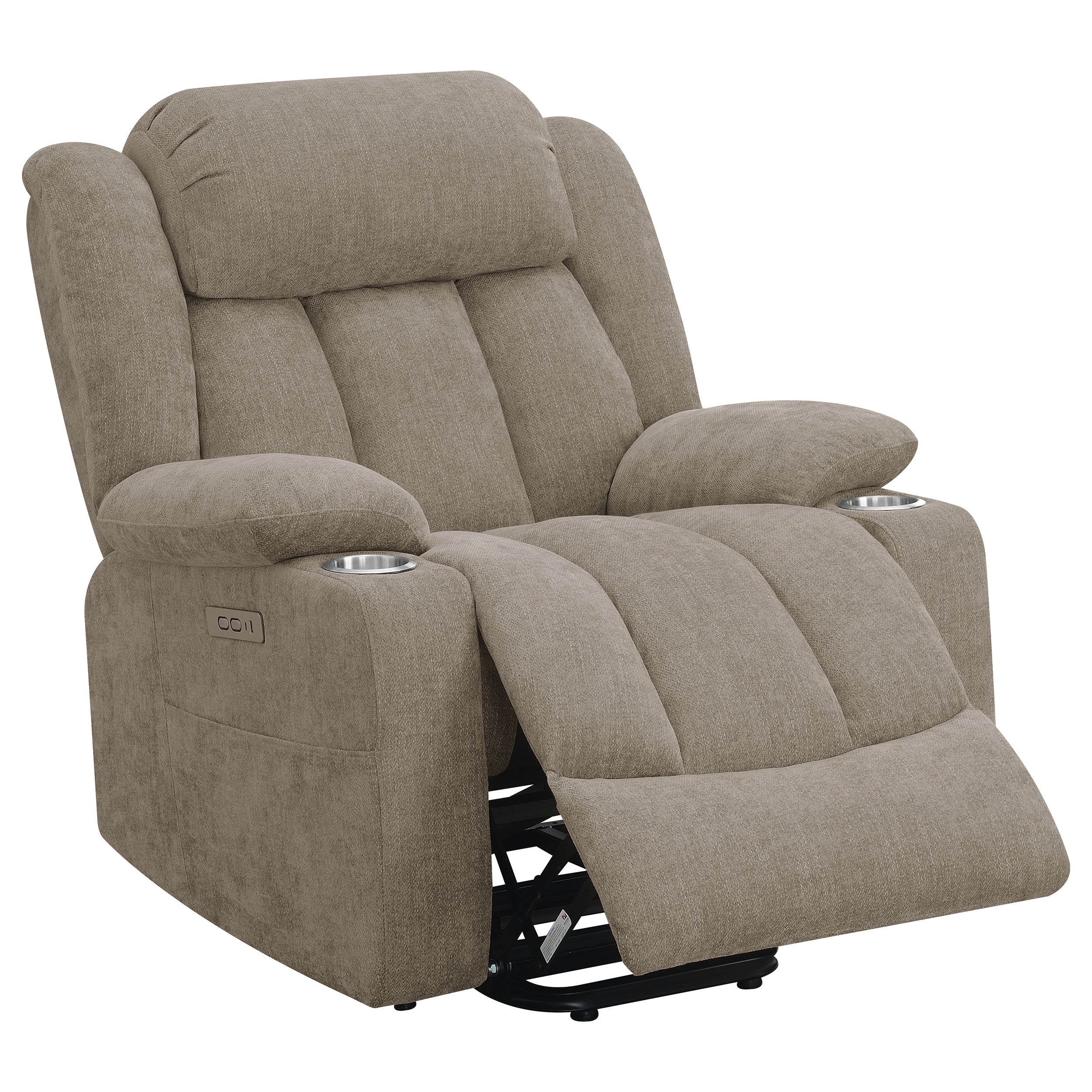 Houston Upholstered Power Lift Recliner Chair Camel — view 5