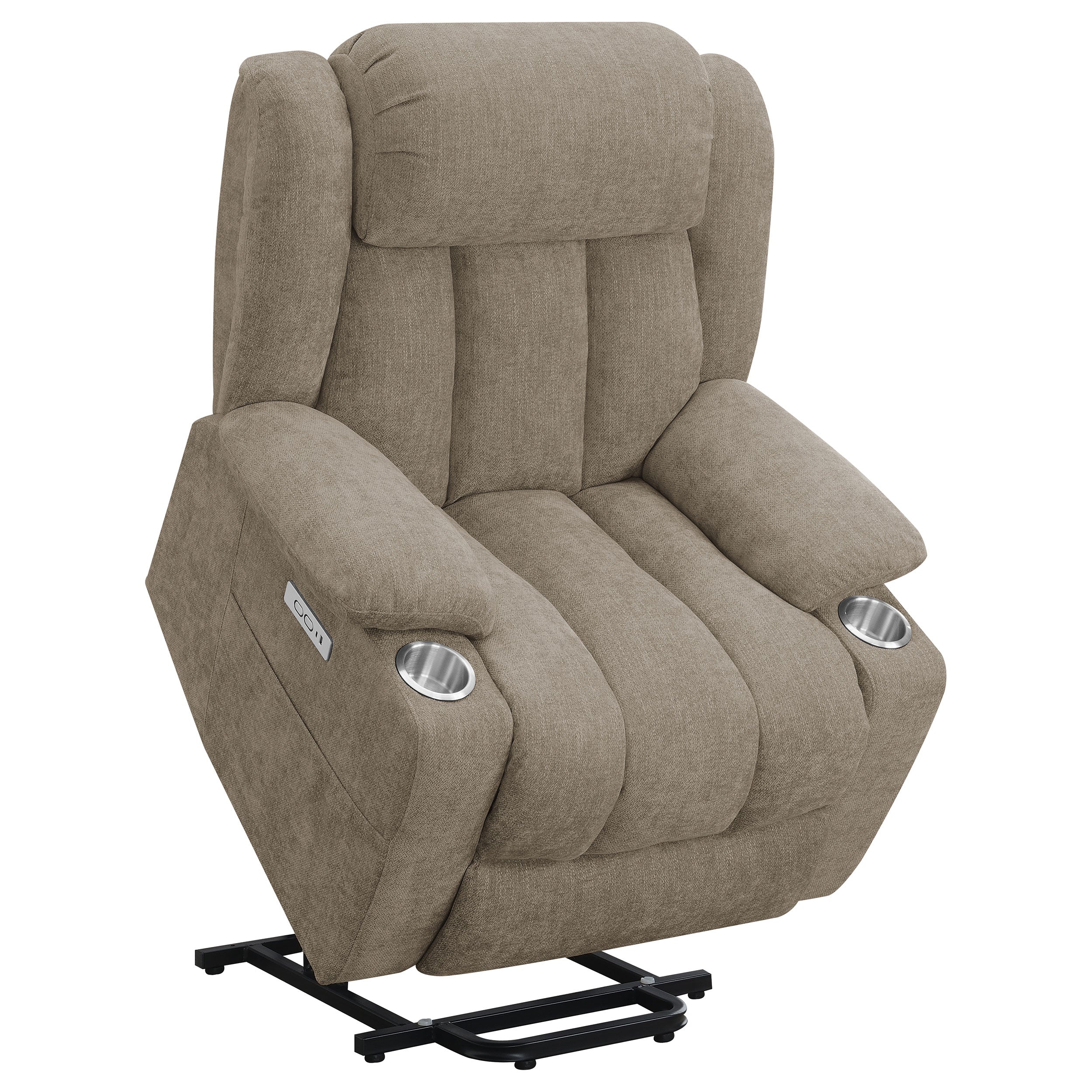 Houston Upholstered Power Lift Recliner Chair Camel — view 6