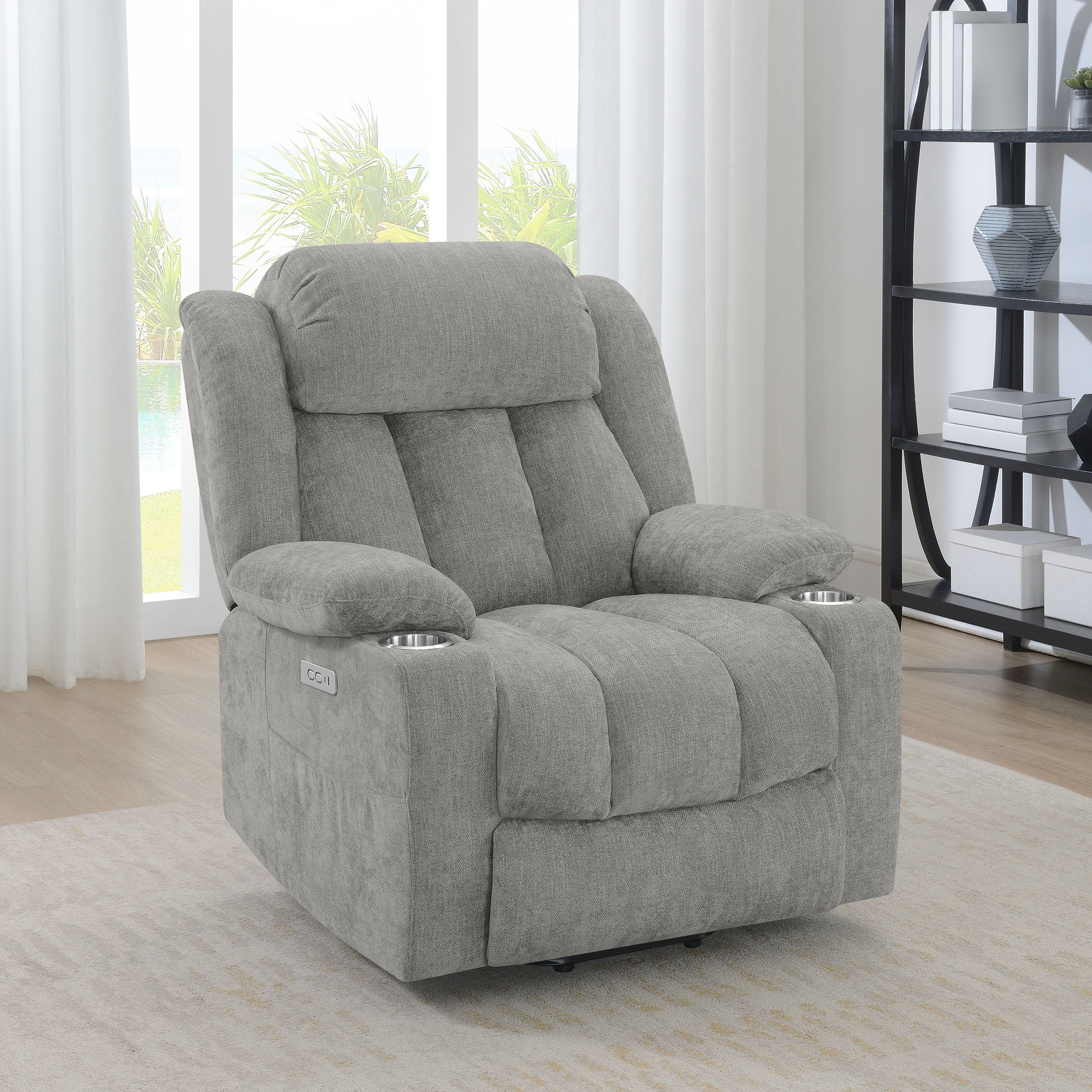 Houston Upholstered Power Lift Recliner Grey — view 2