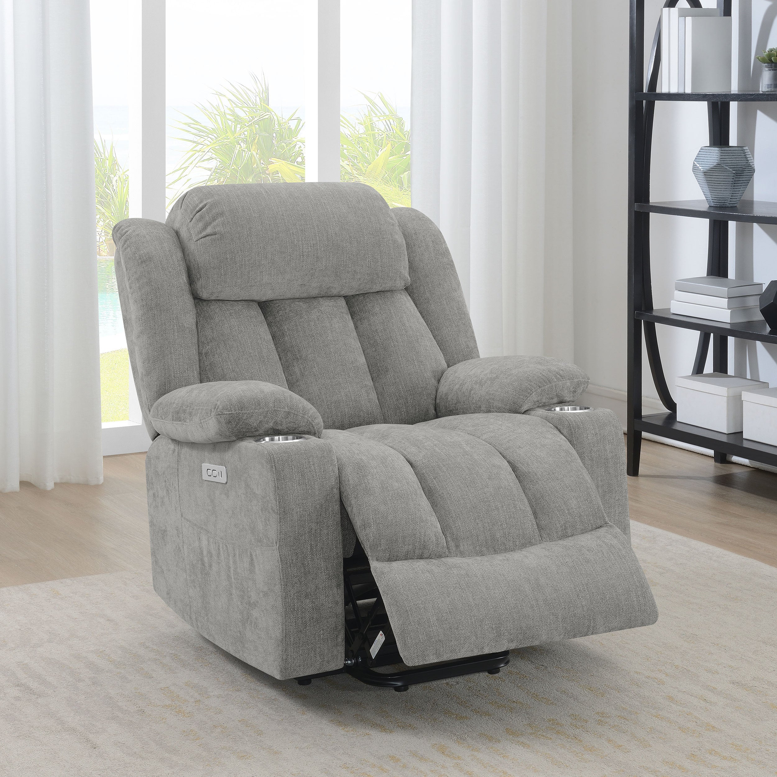 Houston Upholstered Power Lift Recliner Grey — view 3