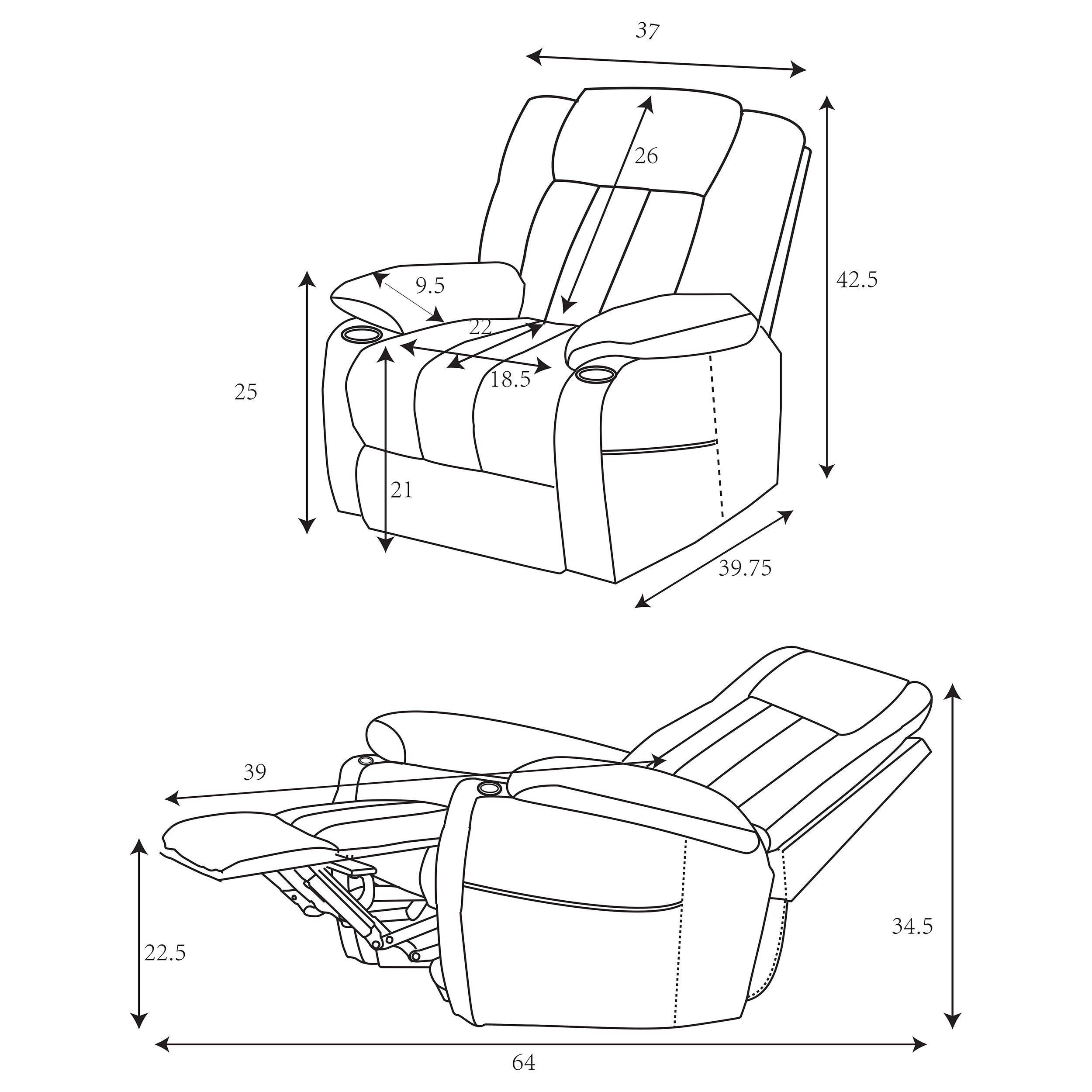 Houston Upholstered Power Lift Recliner Grey — view 17