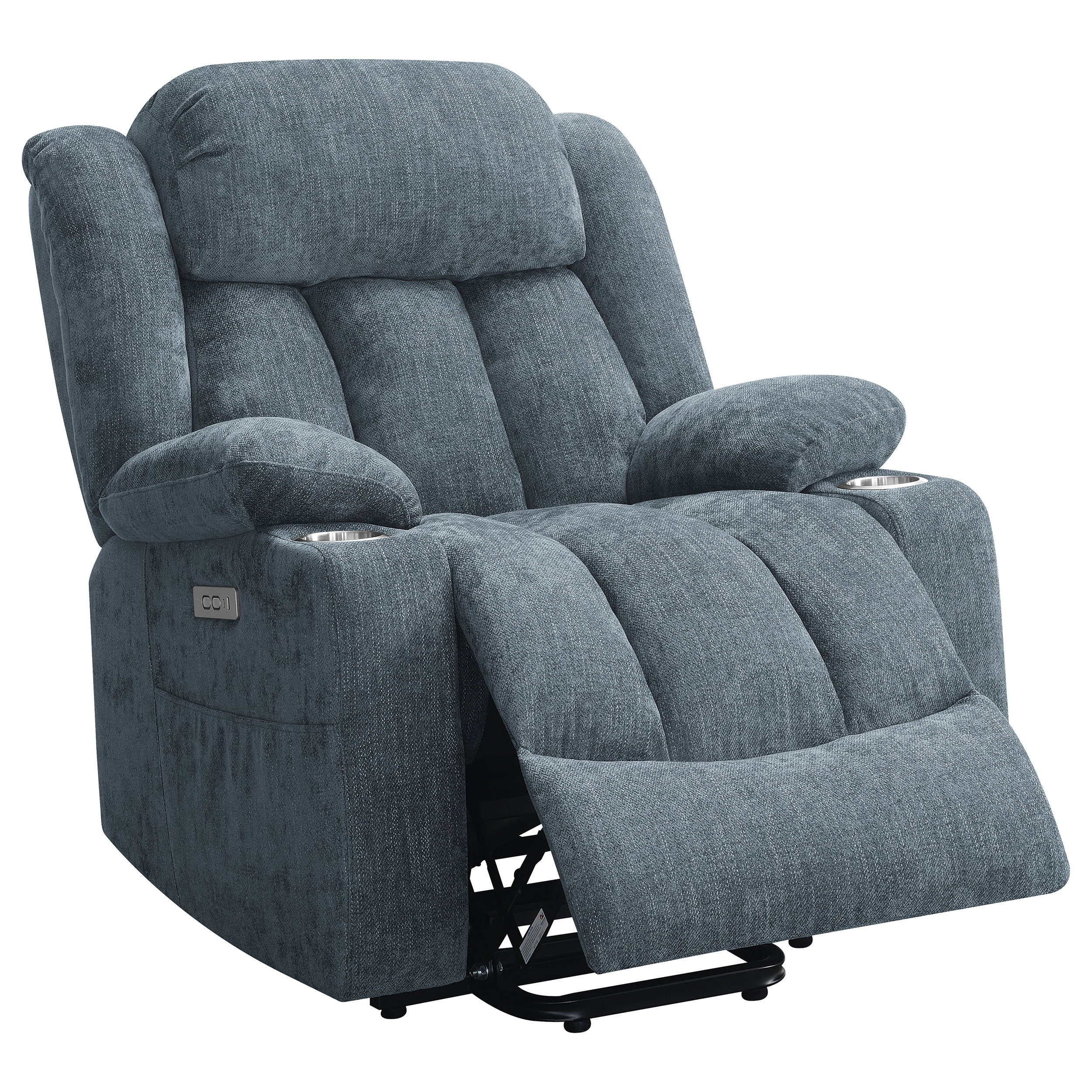 Houston Upholstered Power Lift Recliner Slate Blue — view 5