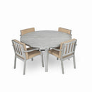 Outdoor Wooden Dinning Set With An Umbrella Hole And Removable Cushions For Patio