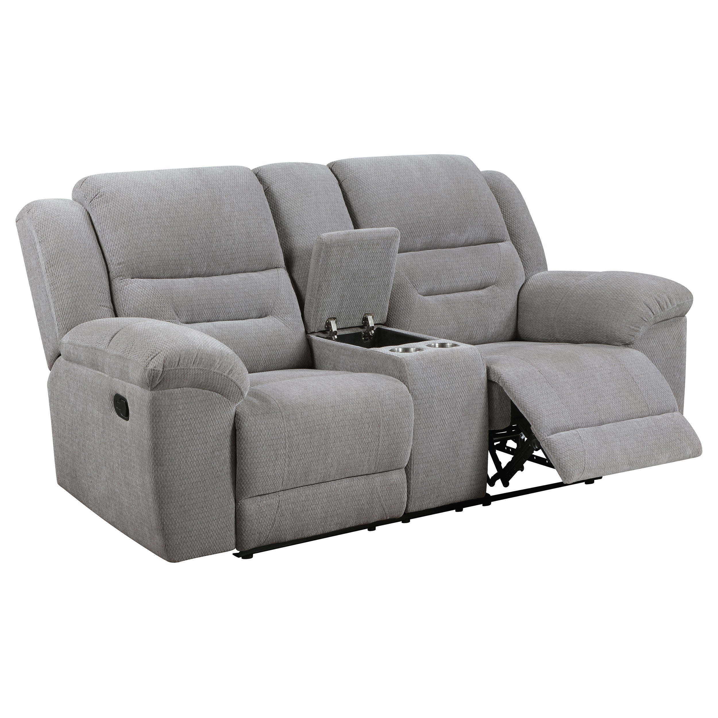 Gilson Chenille Upholstered Reclining Loveseat Grey — view 1