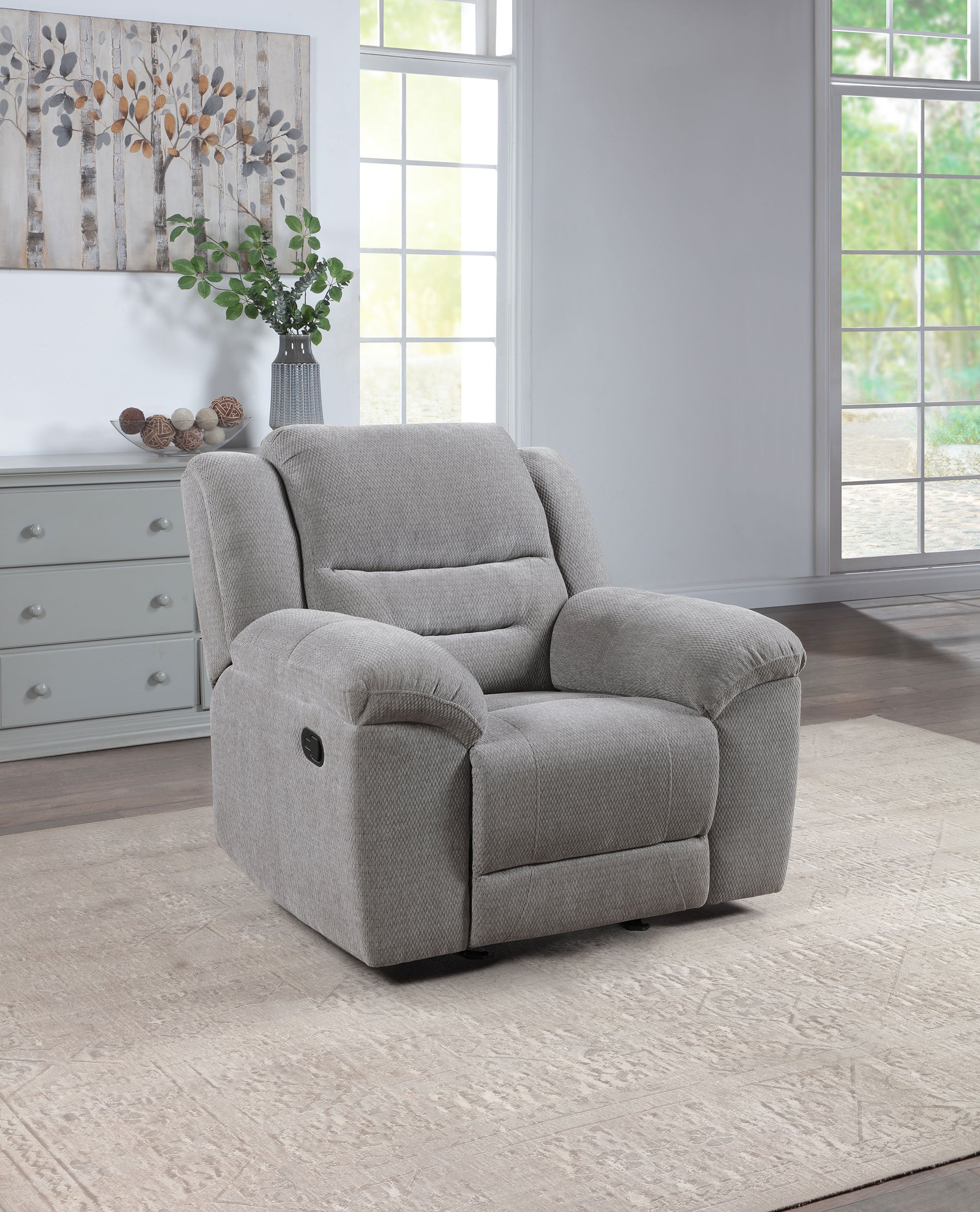 Gilson Chenille Upholstered Glider Recliner Chair Grey — view 2
