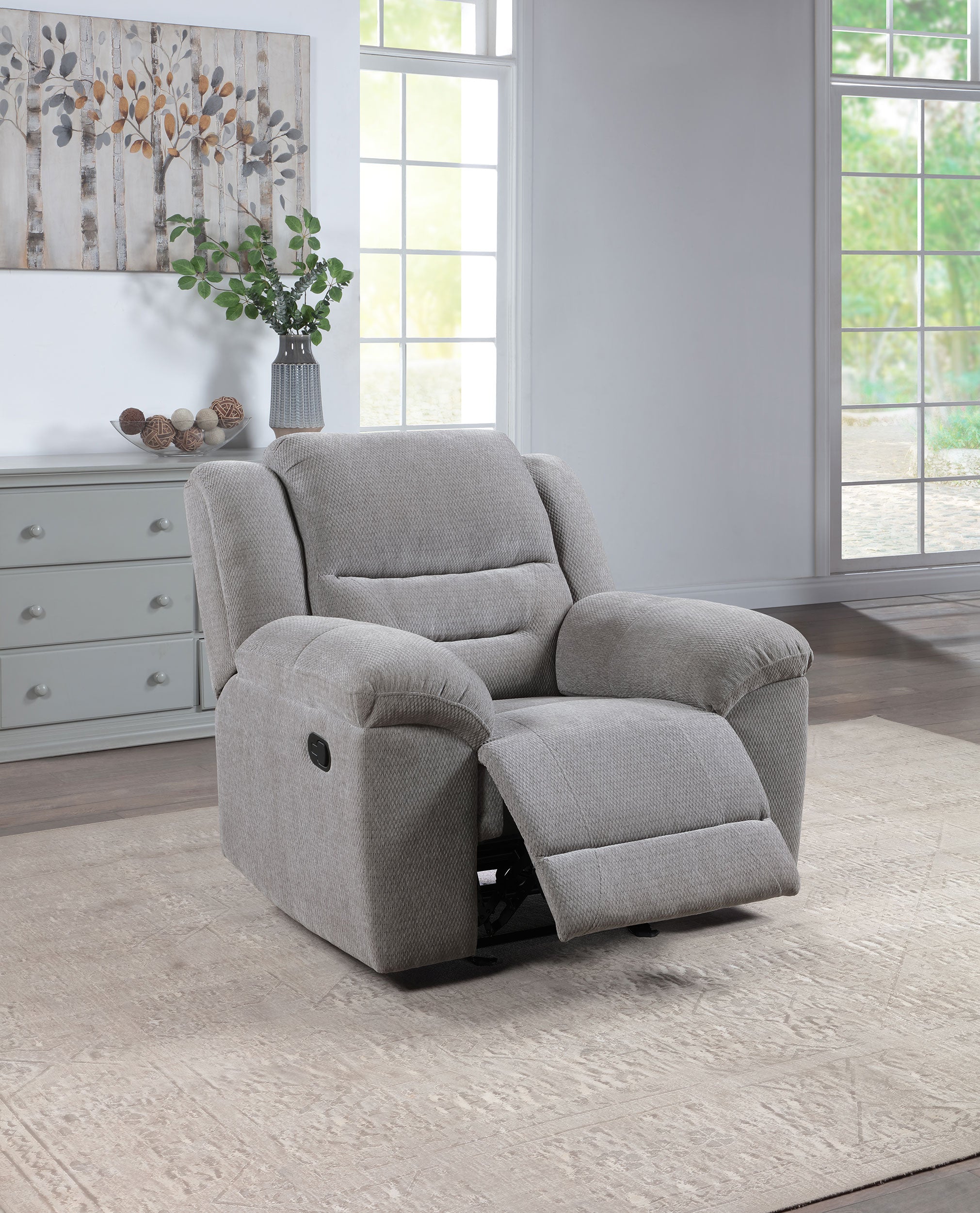Gilson Chenille Upholstered Glider Recliner Chair Grey — view 3