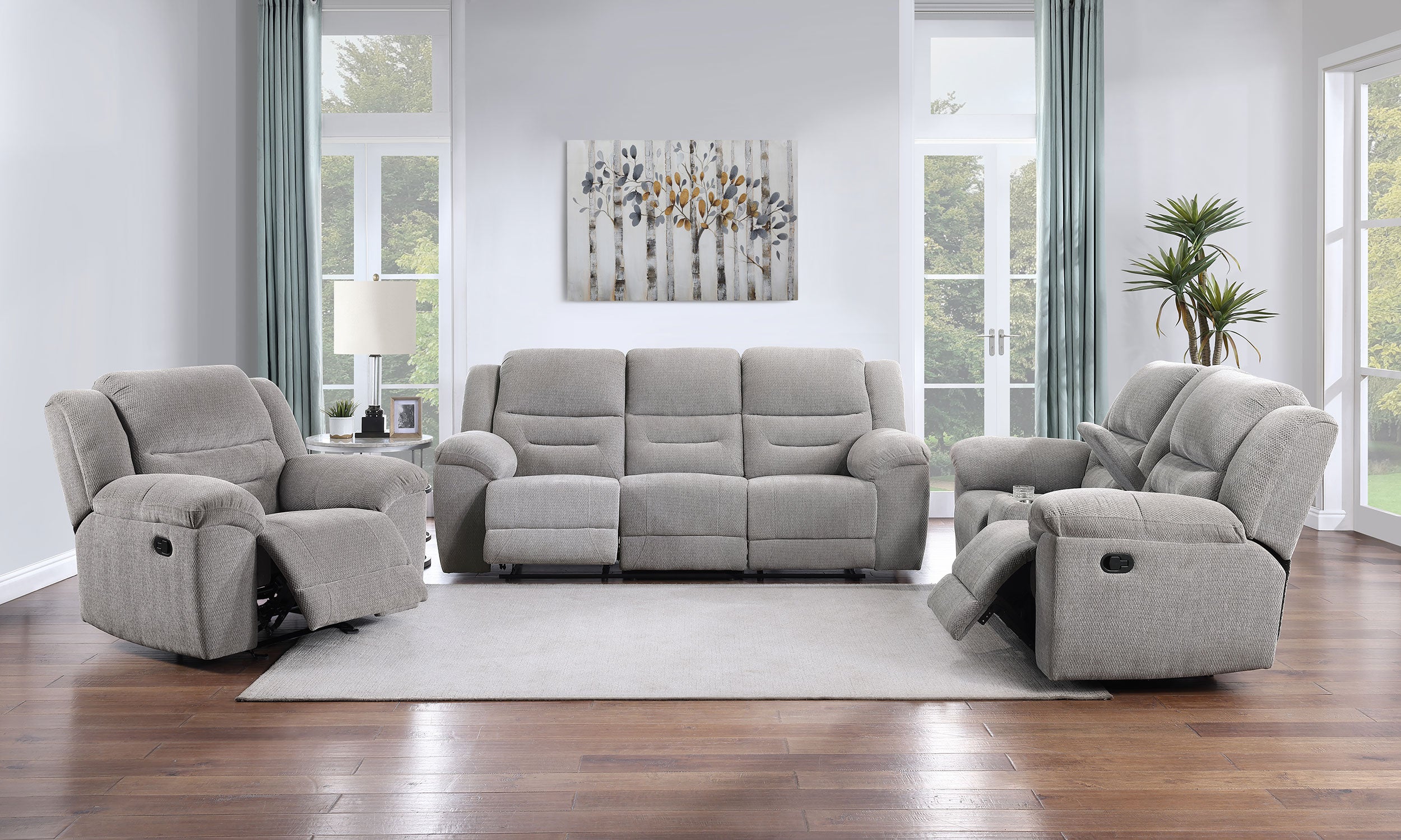 Gilson Chenille Upholstered Glider Recliner Chair Grey — view 12
