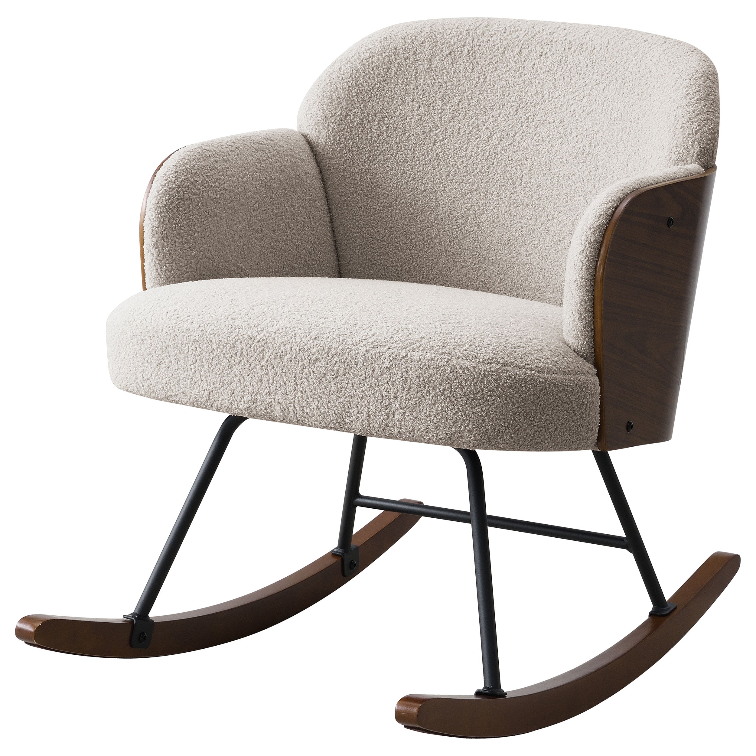 Paige Boucle Upholstered Mid Back Rocking Chair Beige — view 4