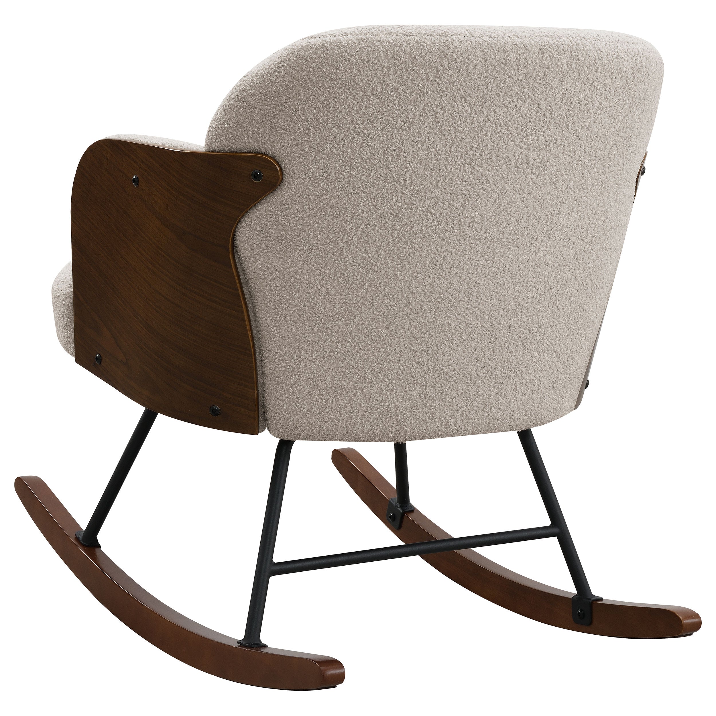 Paige Boucle Upholstered Mid Back Rocking Chair Beige — view 6