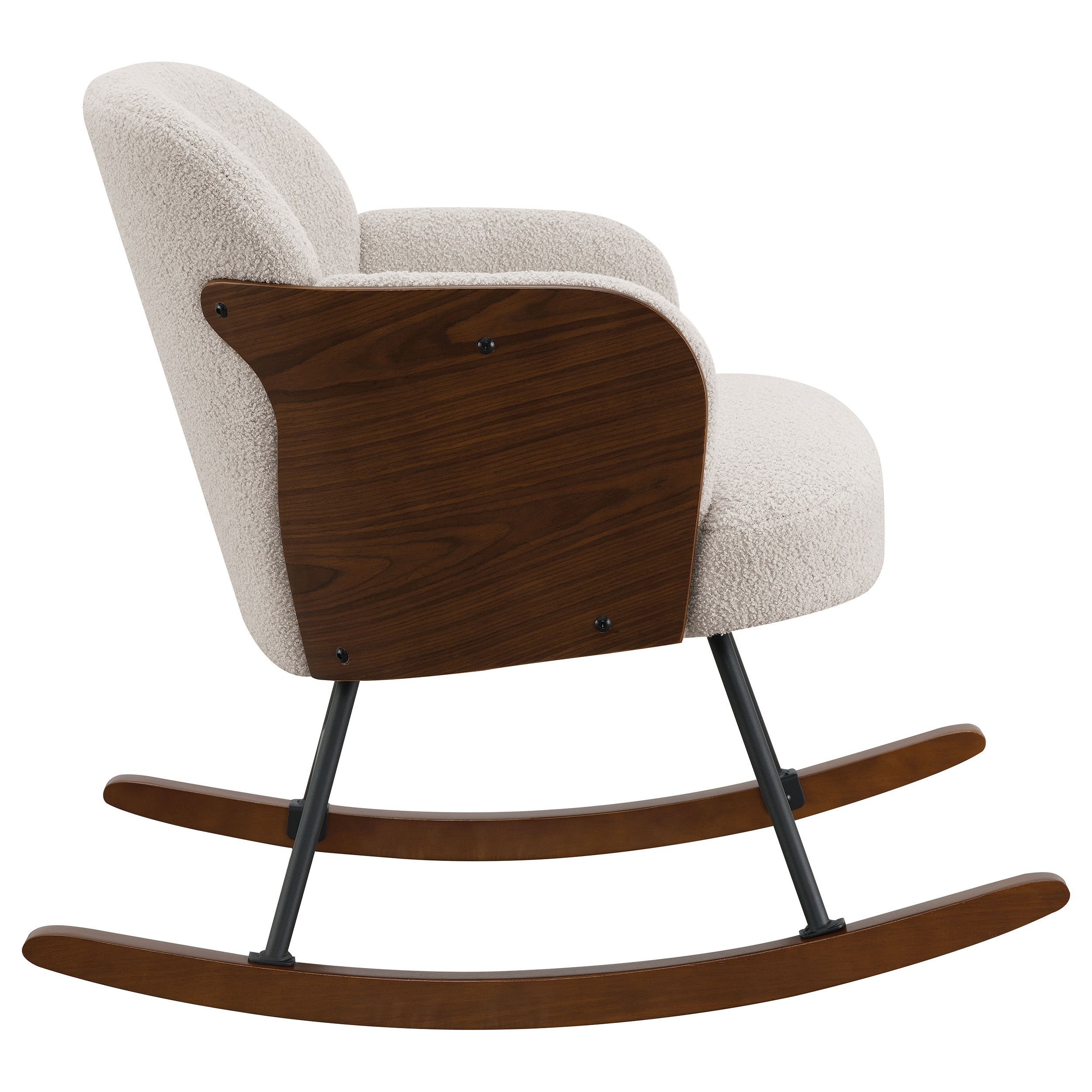 Paige Boucle Upholstered Mid Back Rocking Chair Beige — view 8