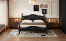 Queen Size Wood Platform Bed Frame,Retro Style Platform Bed with Wooden Slat Support,Black