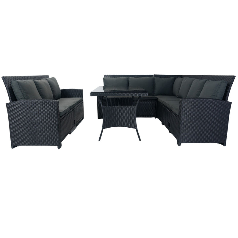 5 Piece Patio Wicker Outdoor Sectional Set 9 Seater Conversation Set With 3 Storage Under Seat