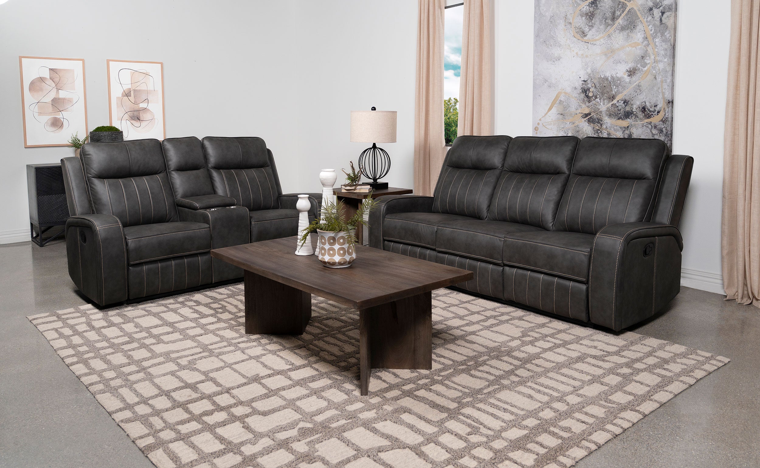 Raelynn 2-piece Upholstered Reclining Sofa Set Grey — view 1
