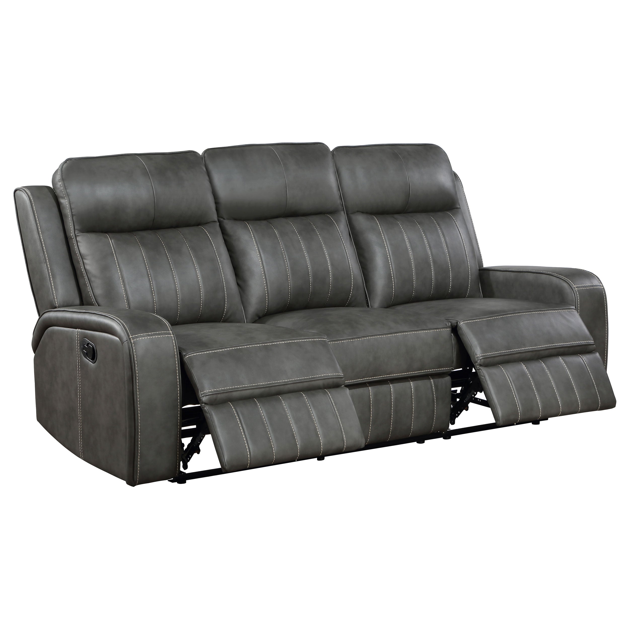 Raelynn 3-piece Upholstered Reclining Sofa Set Grey — view 4