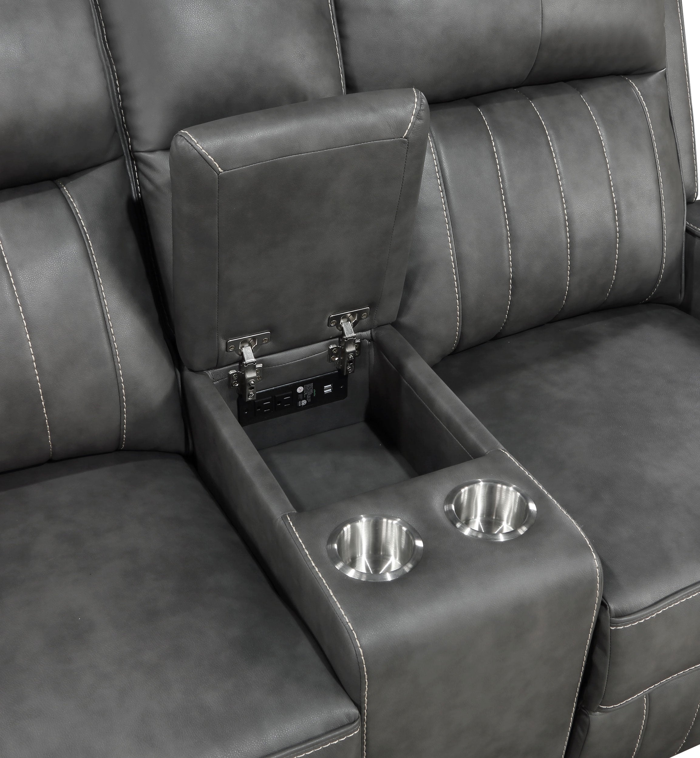 Raelynn Upholstered Track Arm Motion Loveseat Grey — view 8