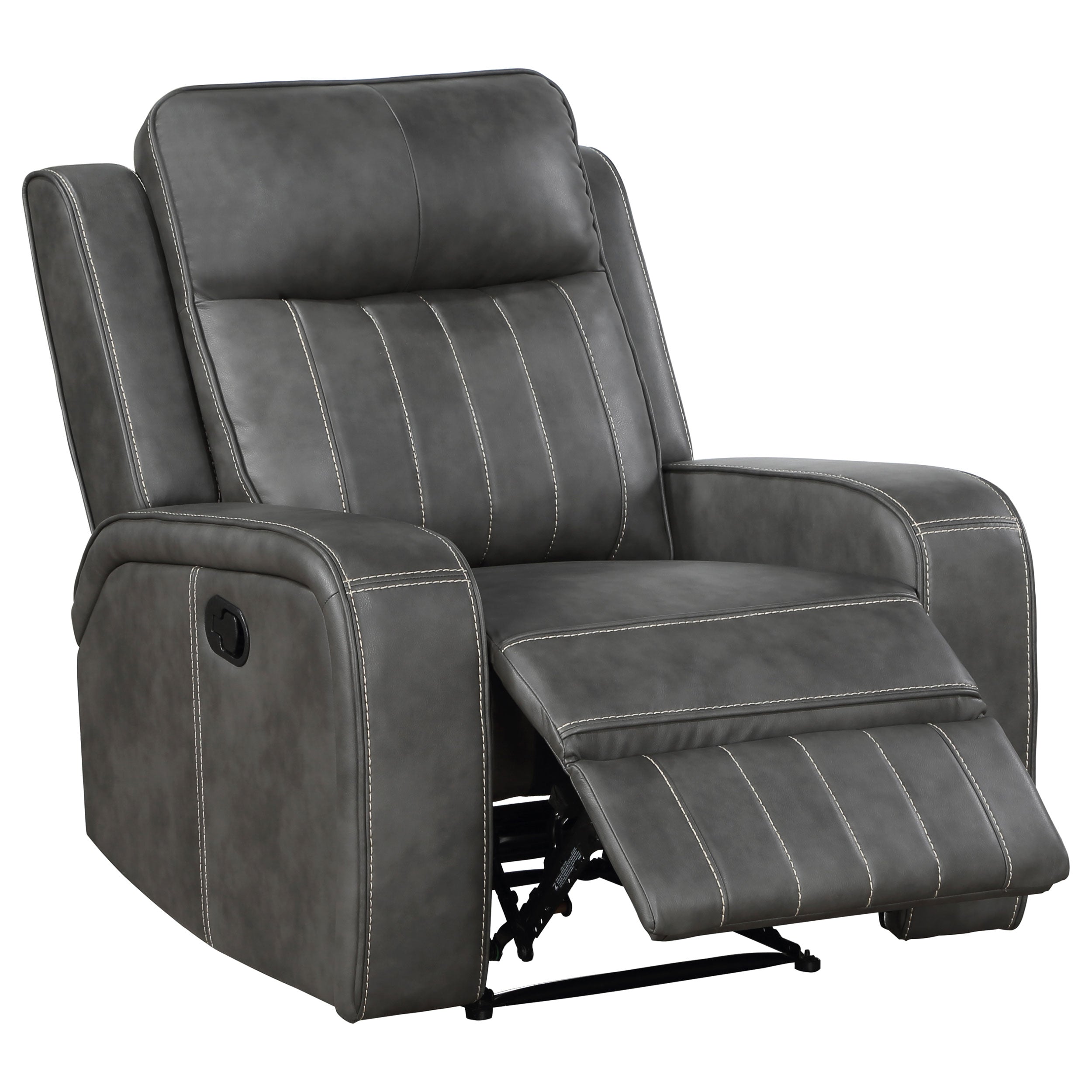Raelynn Upholstered Track Arm Recliner Grey — view 4