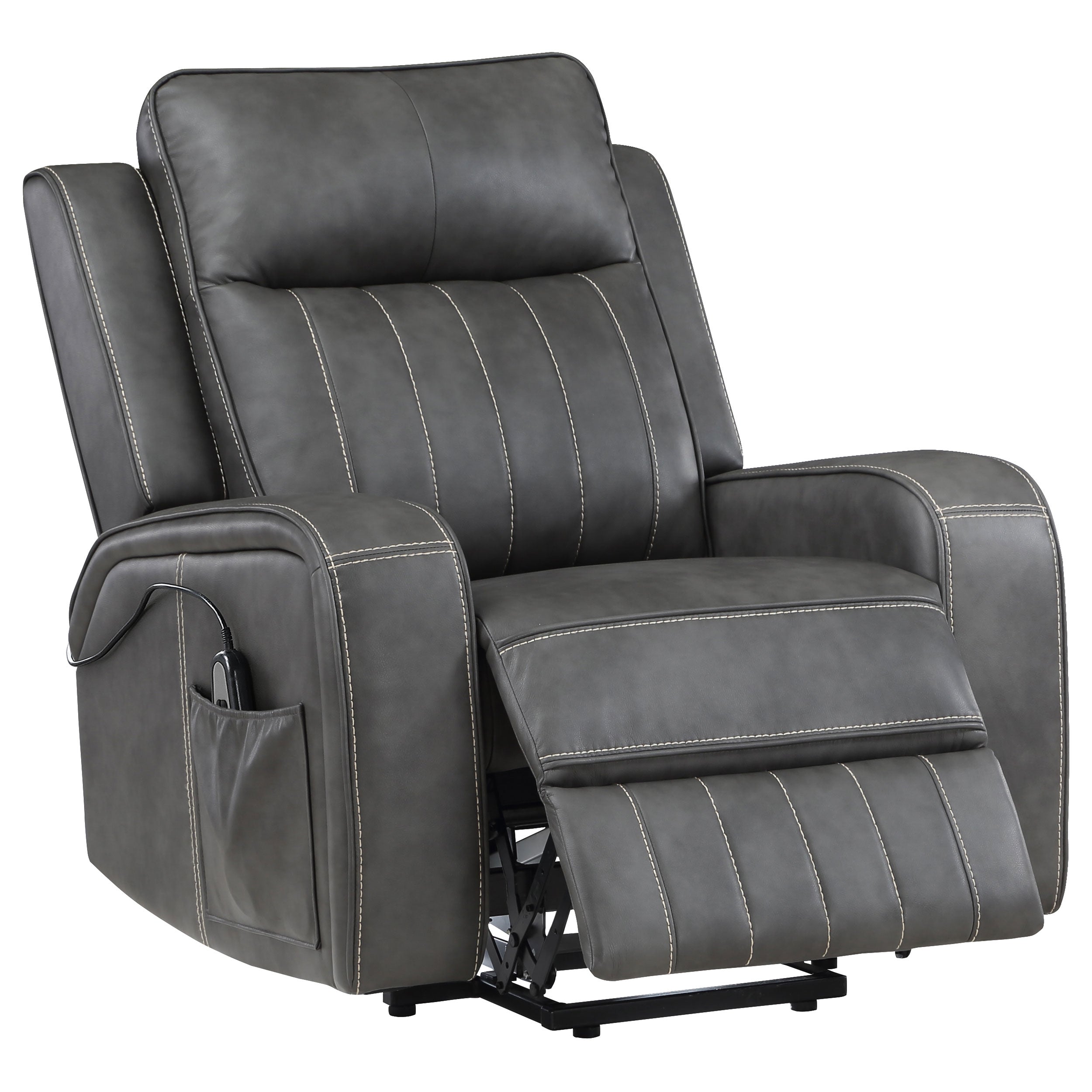 Raelynn Upholstered Power Lift Recliner Chair Grey — view 1