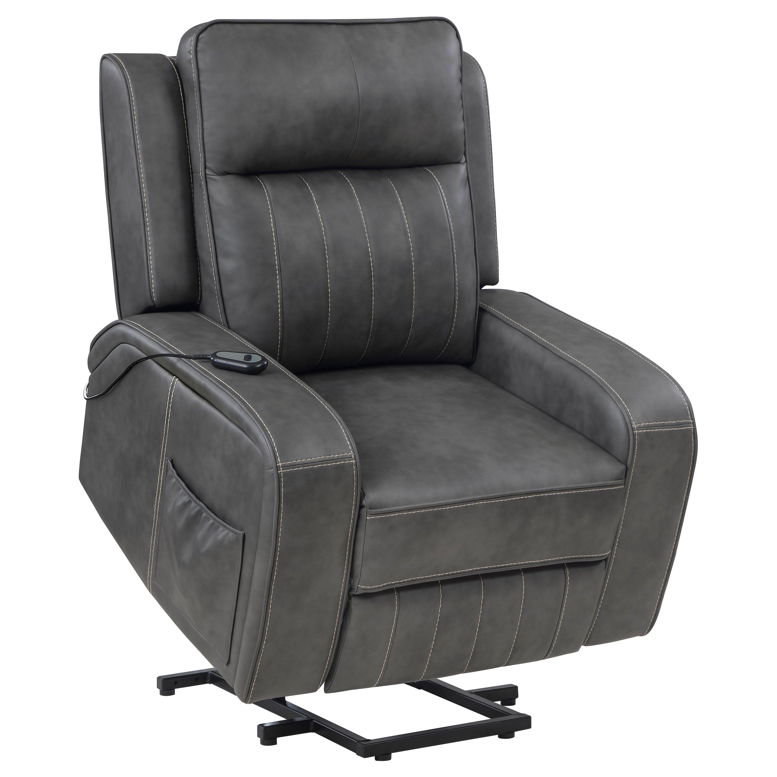 Raelynn Upholstered Power Lift Recliner Chair Grey — view 6