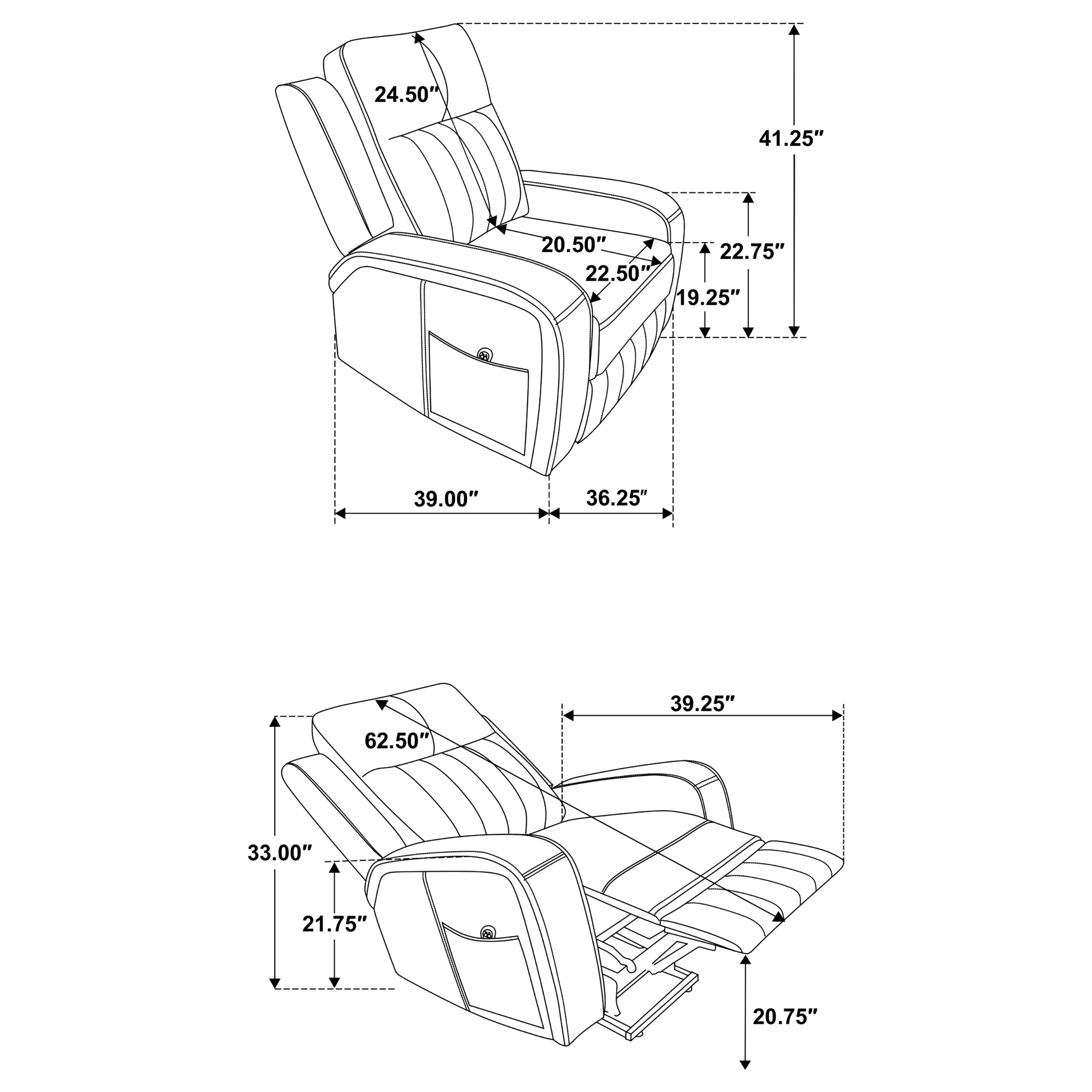 Raelynn Upholstered Power Lift Recliner Chair Grey — view 10