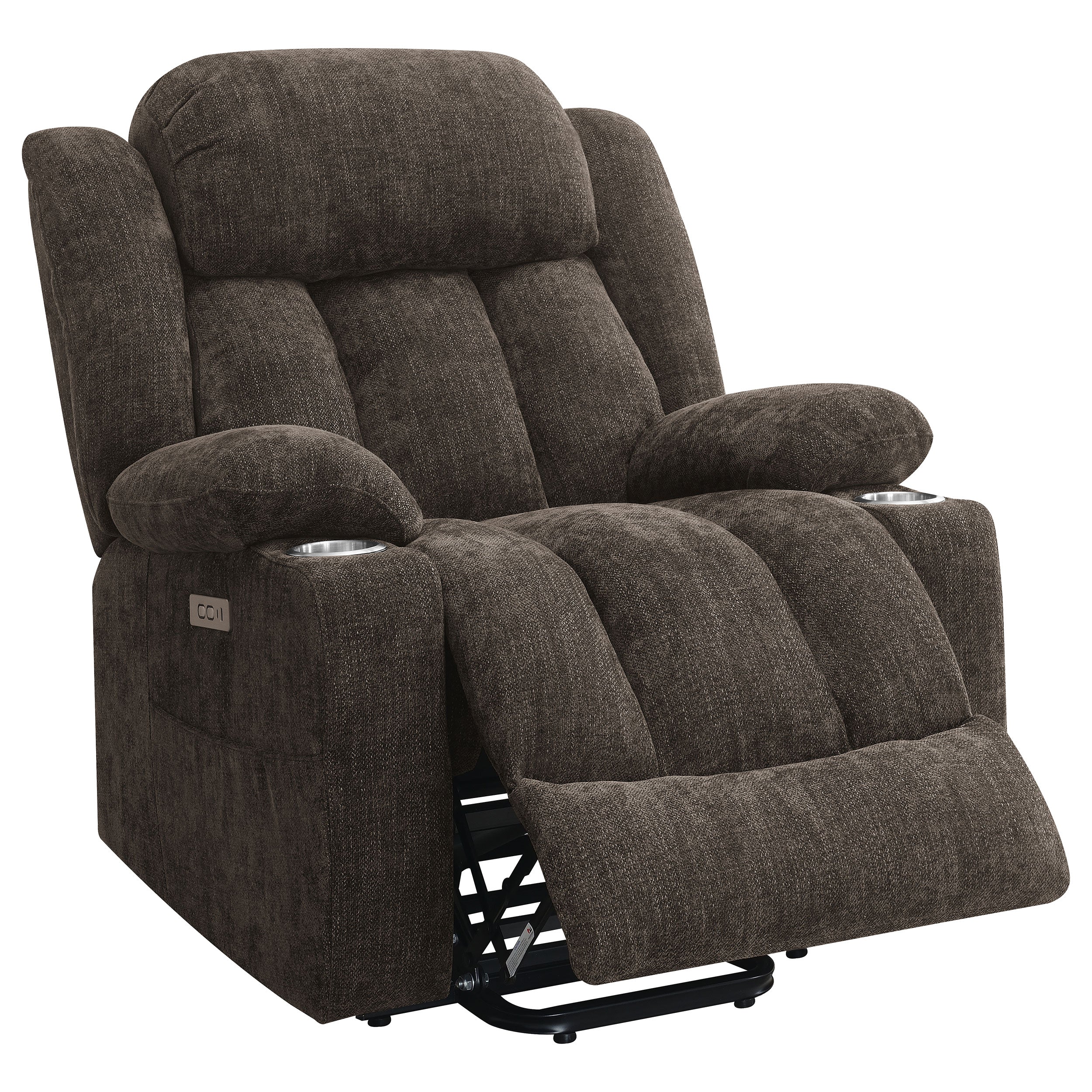 Houston Upholstered Power Lift Recliner Chair Dark Brown — view 5